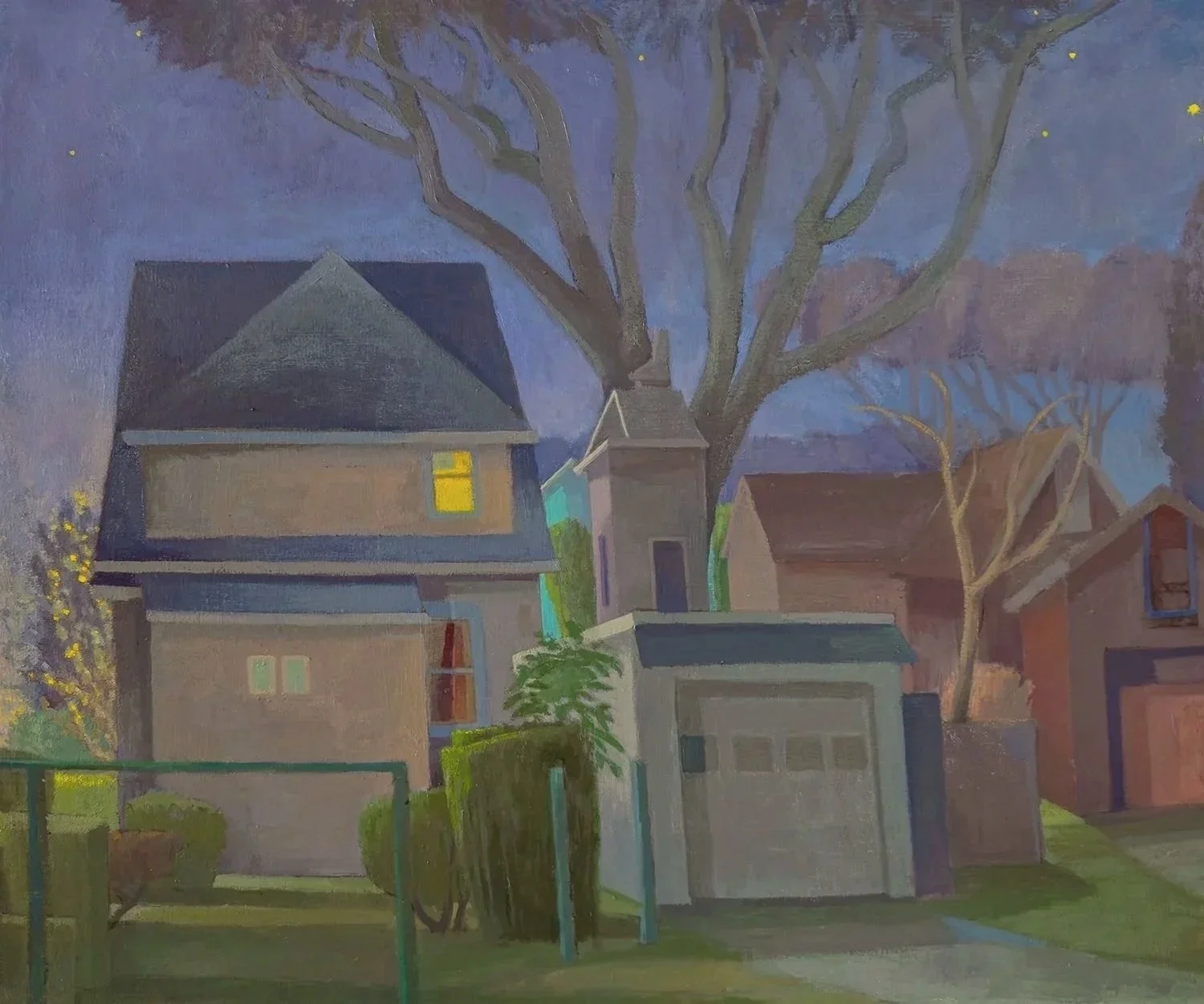 Night, Tree, House