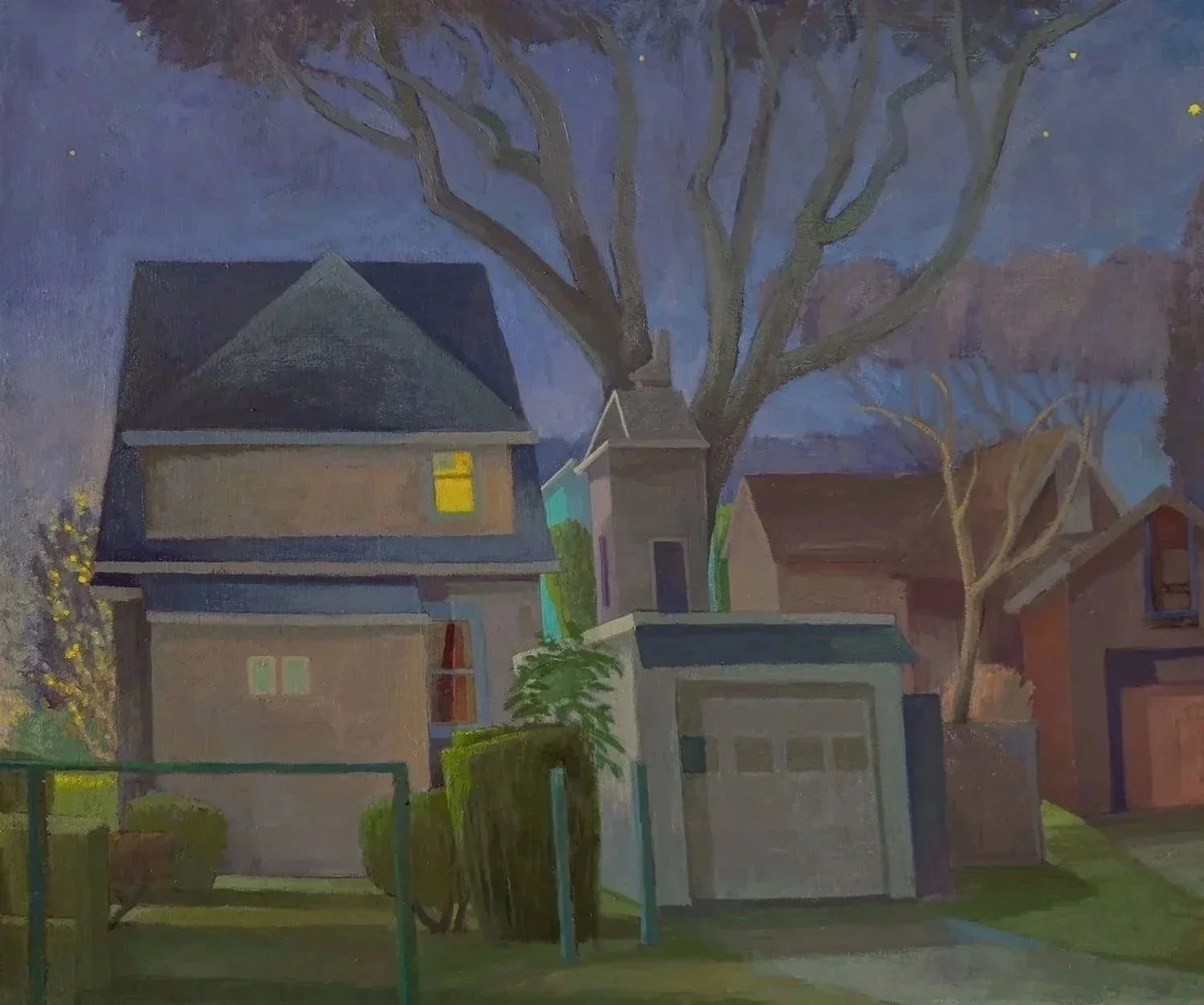 Night, Tree, House