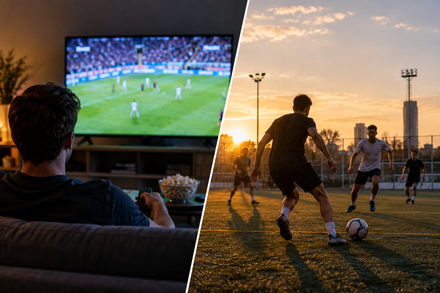 Watching vs playing football