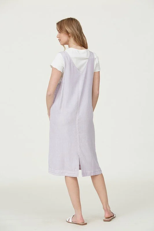Sleeveless V-Neck Midi Overall Dress