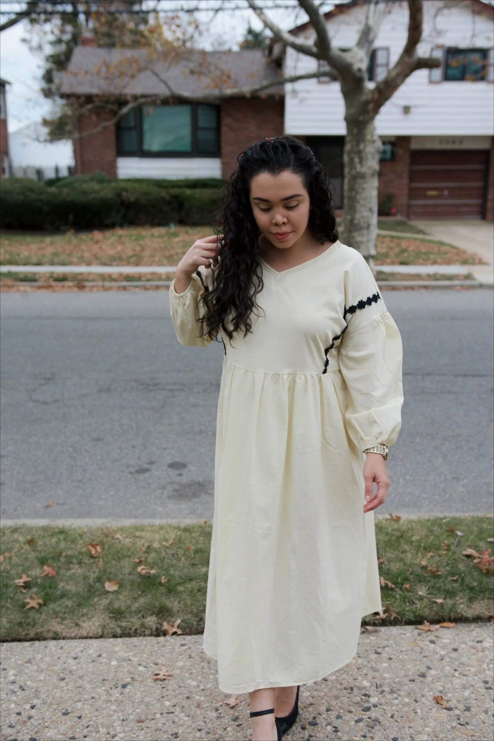 PRINTED LANTERN SLEEVE DRESS DANCING WITH THE BULLS