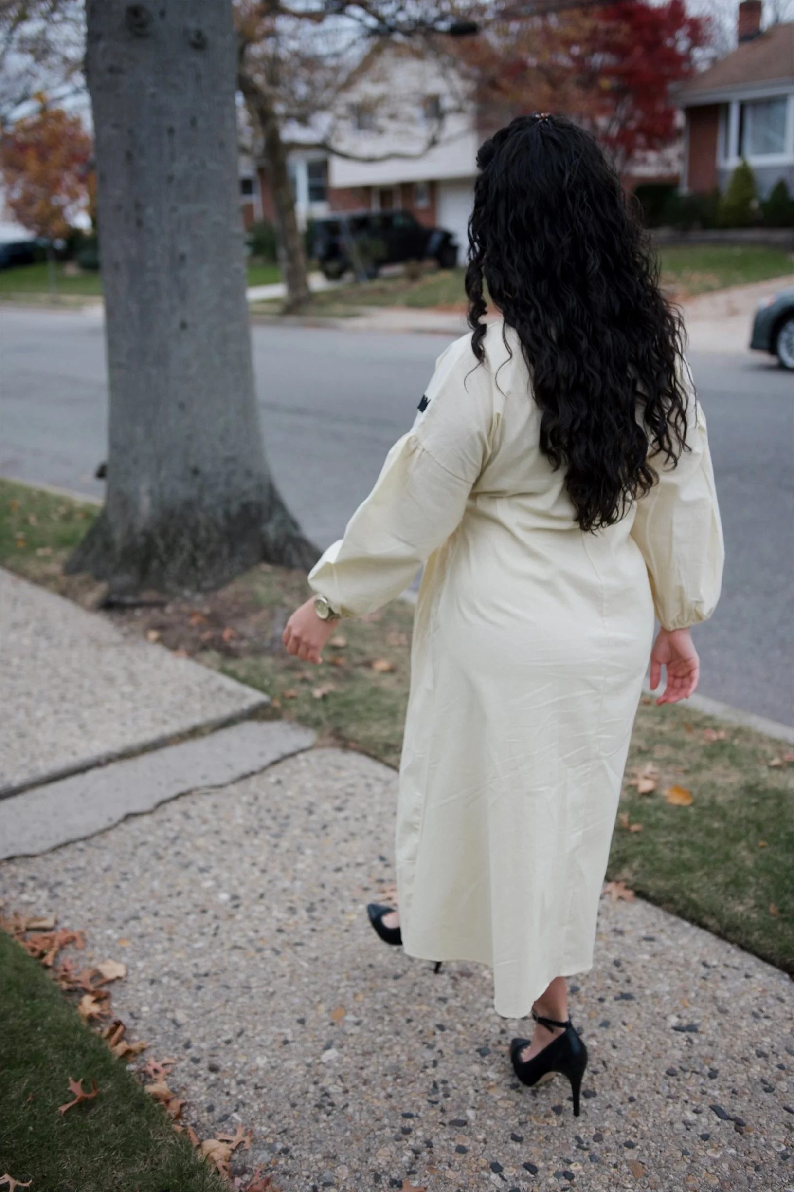 RONNA KNIT LANTERN SLEEVES DRESS