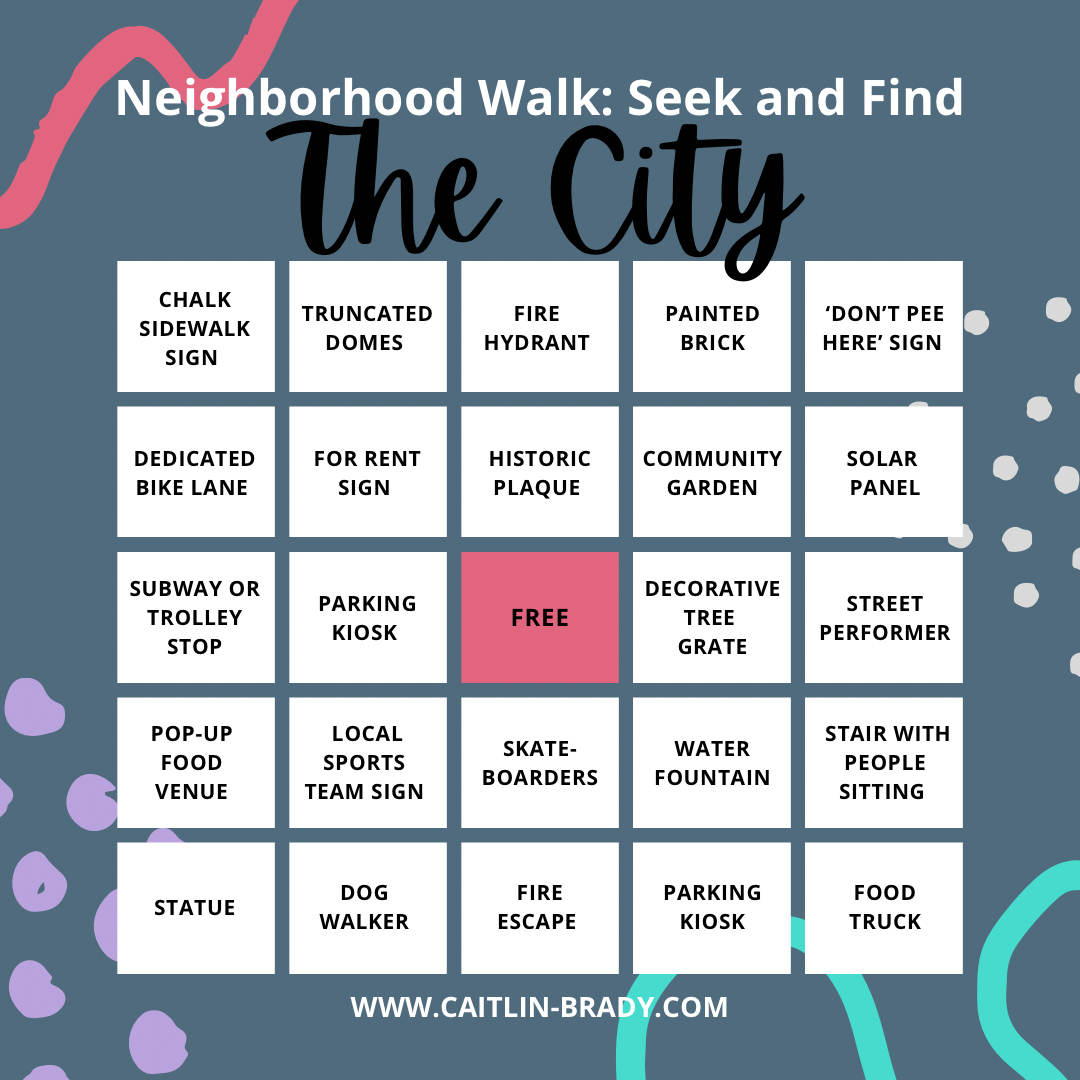 Bingo Seek and Find Scorecard Neighborhood Hot Girl Walk City