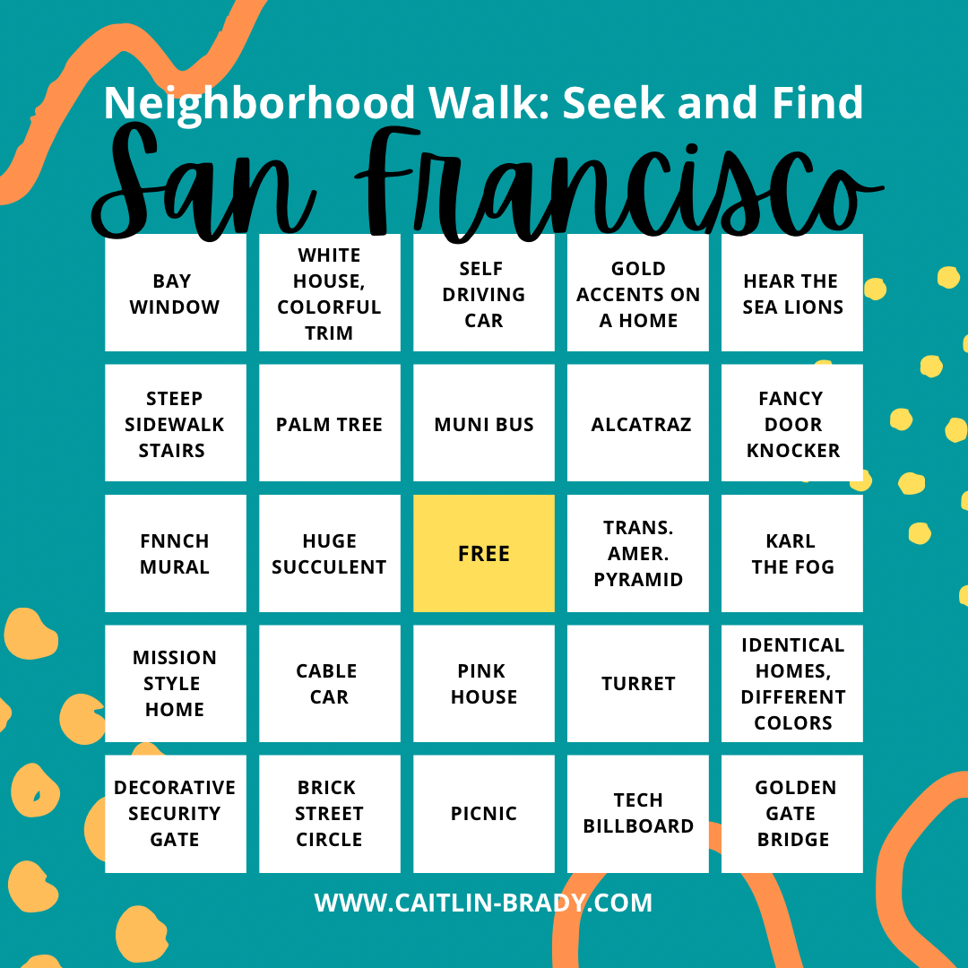 Bingo Seek and Find Scorecard Neighborhood Hot Girl Walk San Francisco