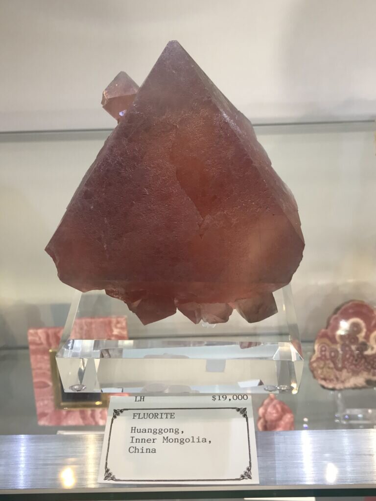 A few dealers showcased the new pink fluorite from China