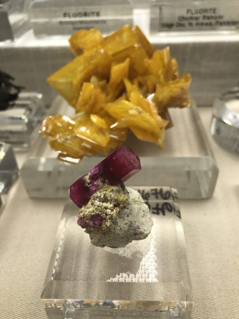 Wulfenite and Red Beryl from the Spann case at Main Show