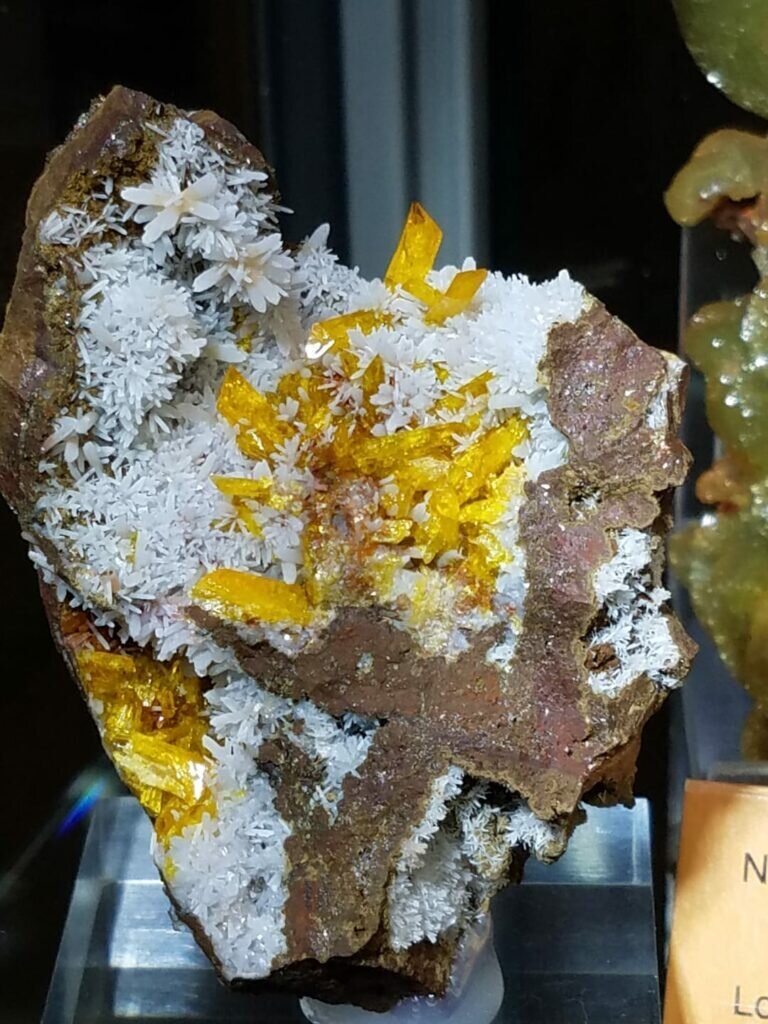 Here is a GREAT combo of LeGrandite with white smithsonite is association that we are happy to say was rescued and brought BACK to the right continent. Well done Brian! Top 5 all day!