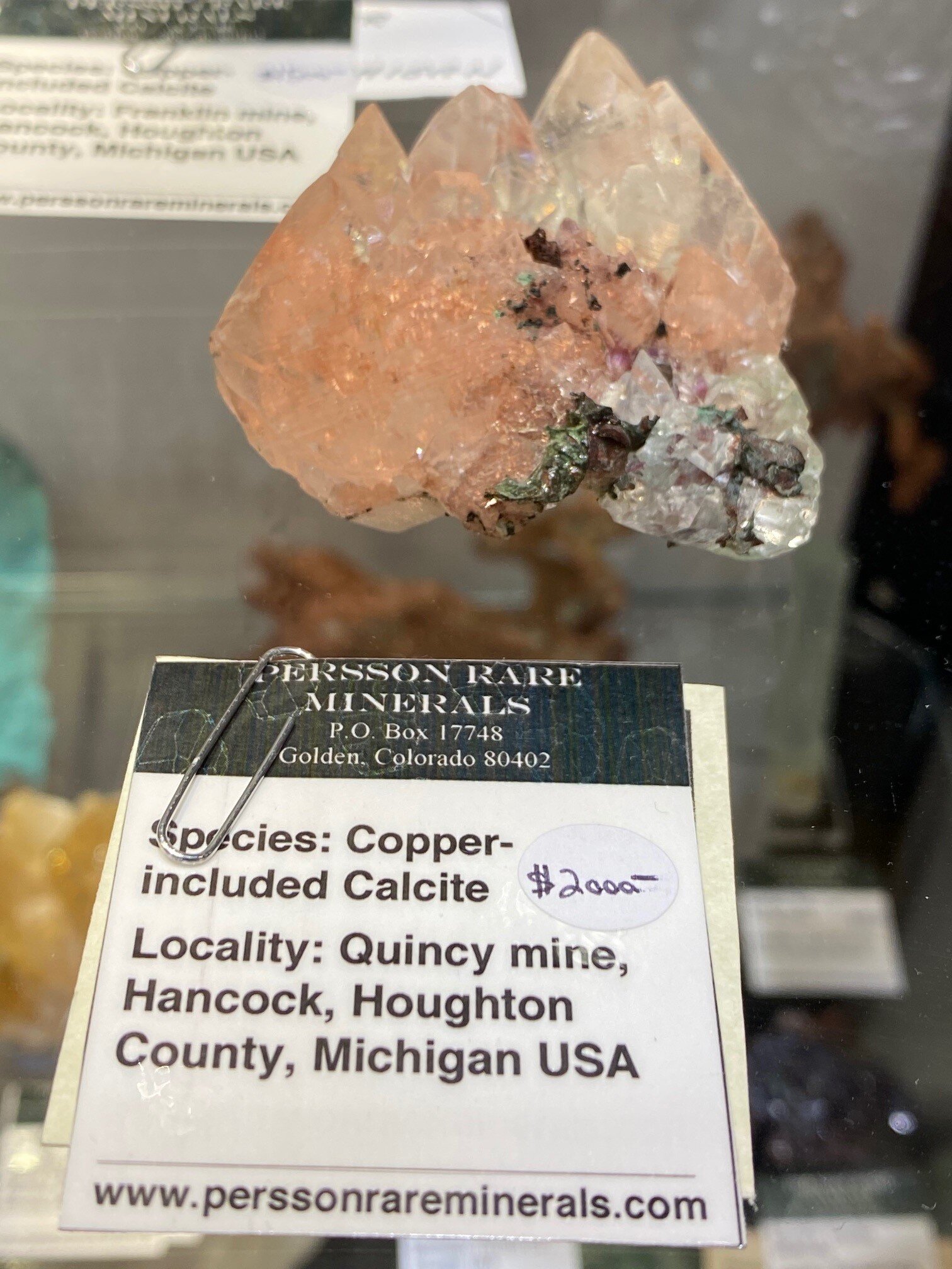 Pretty Copper in Calcite at Phil's Room