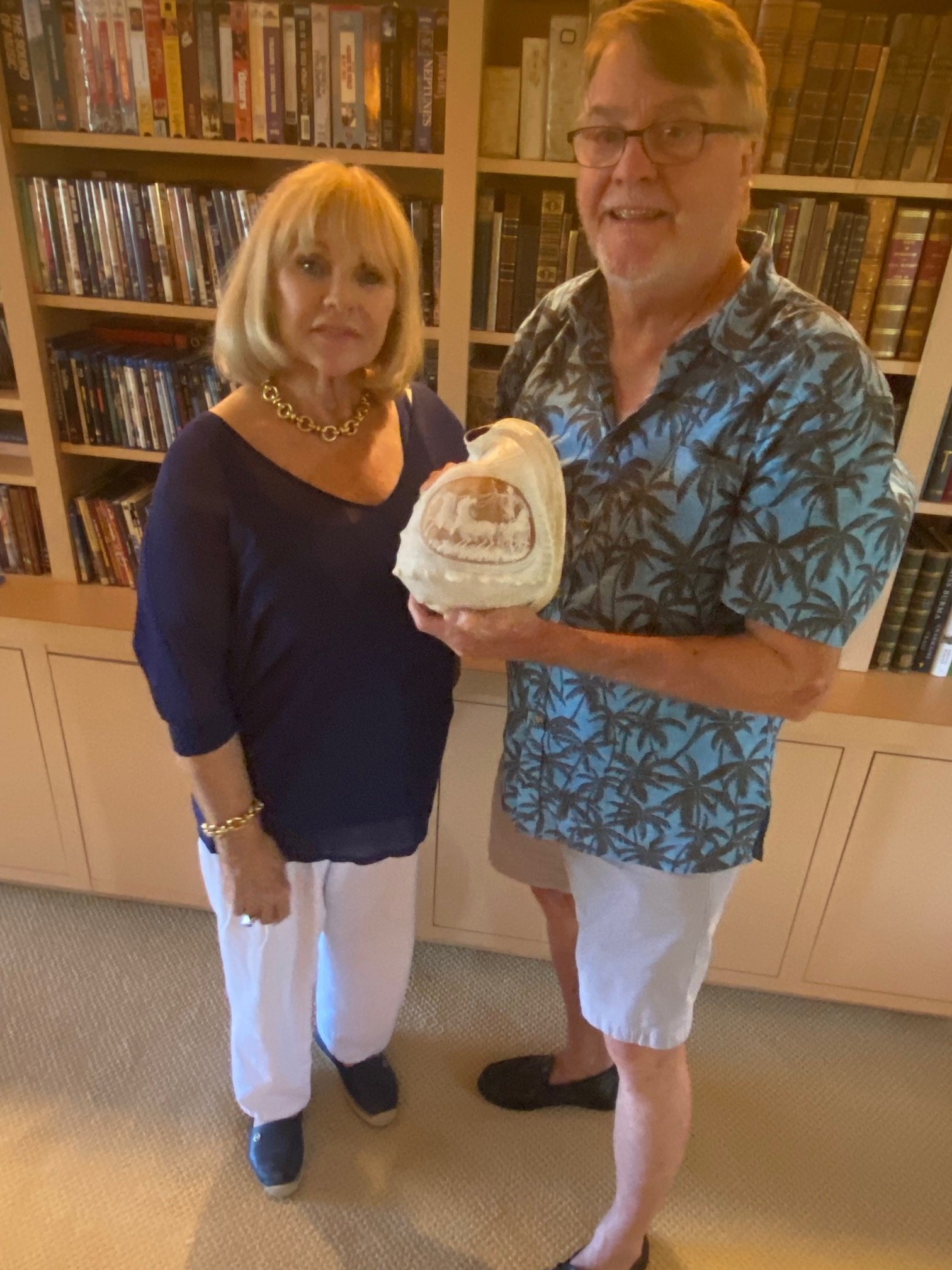 Bill &amp; Jean with carved Shell