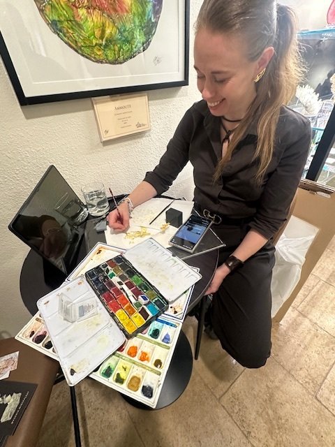 Ksenia Painting in our Hallway!