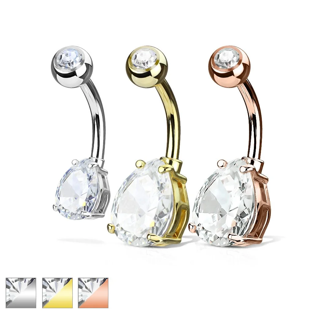 316L Surgical Steel Navel Jewelry with 10mm CZ
