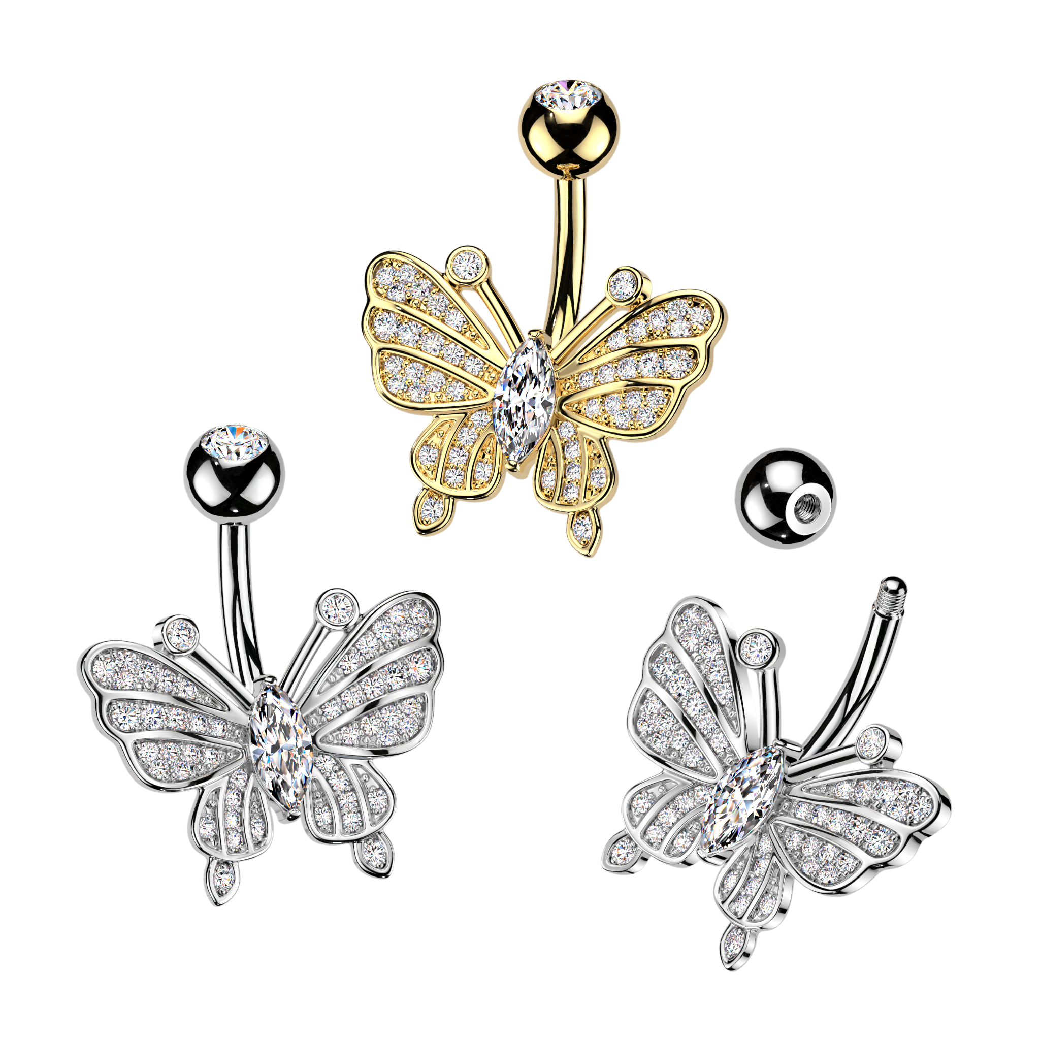 Crystal Butterfly Navel Jewelry