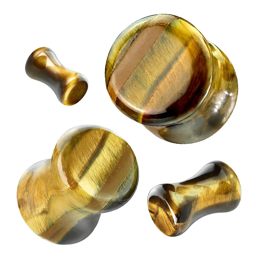 Tiger's Eye Double Flare Organic Plugs