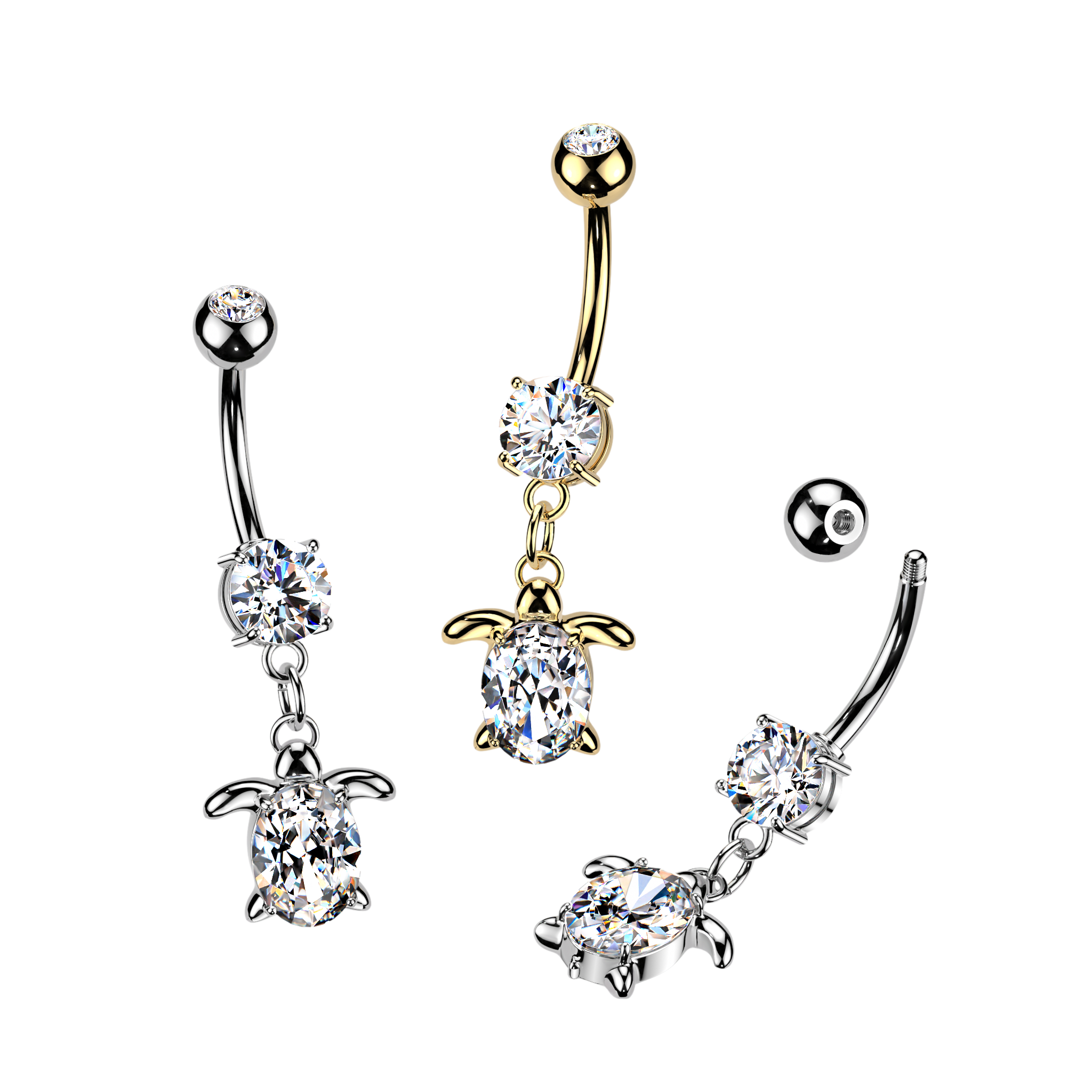 Sparkling Turtle Navel Ring