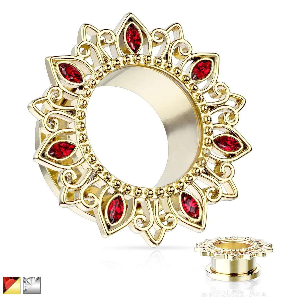 Tribal Lotus Flower w/Zircon Plug