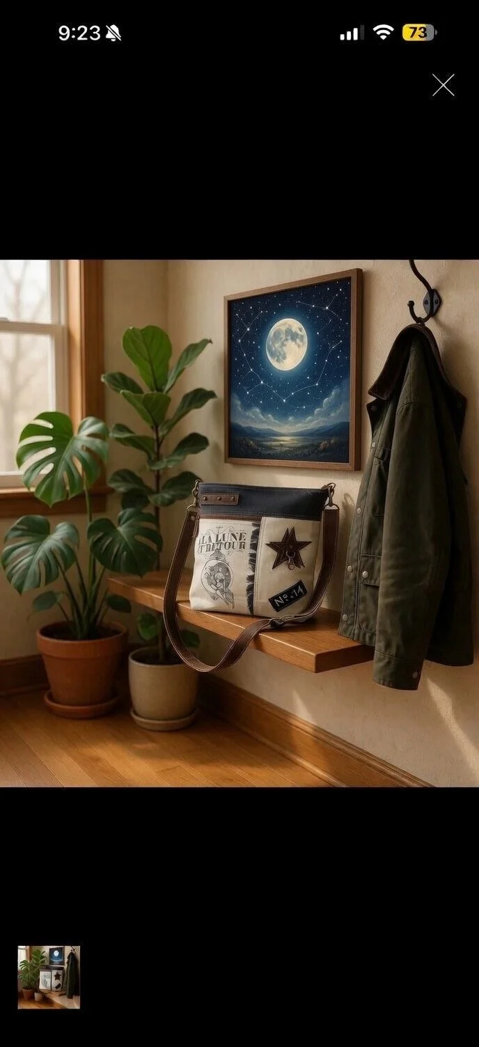 A La Lune Et Retour Blue Shoulder Bag
