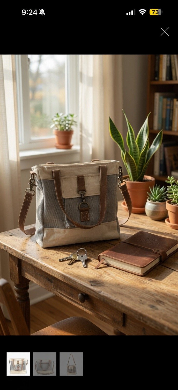 Grey & Cream Crossbody Bag