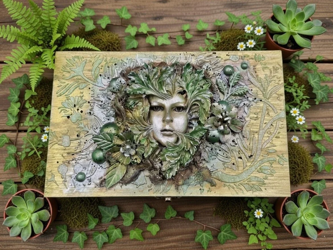 Mysterious Face Box with Crystals