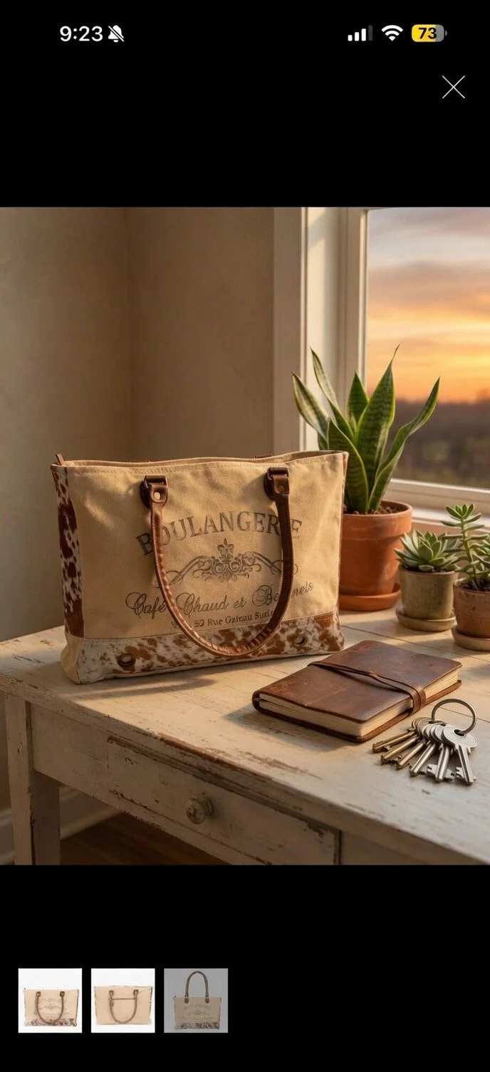 Boulangerie w/Cowhide Trim Tote