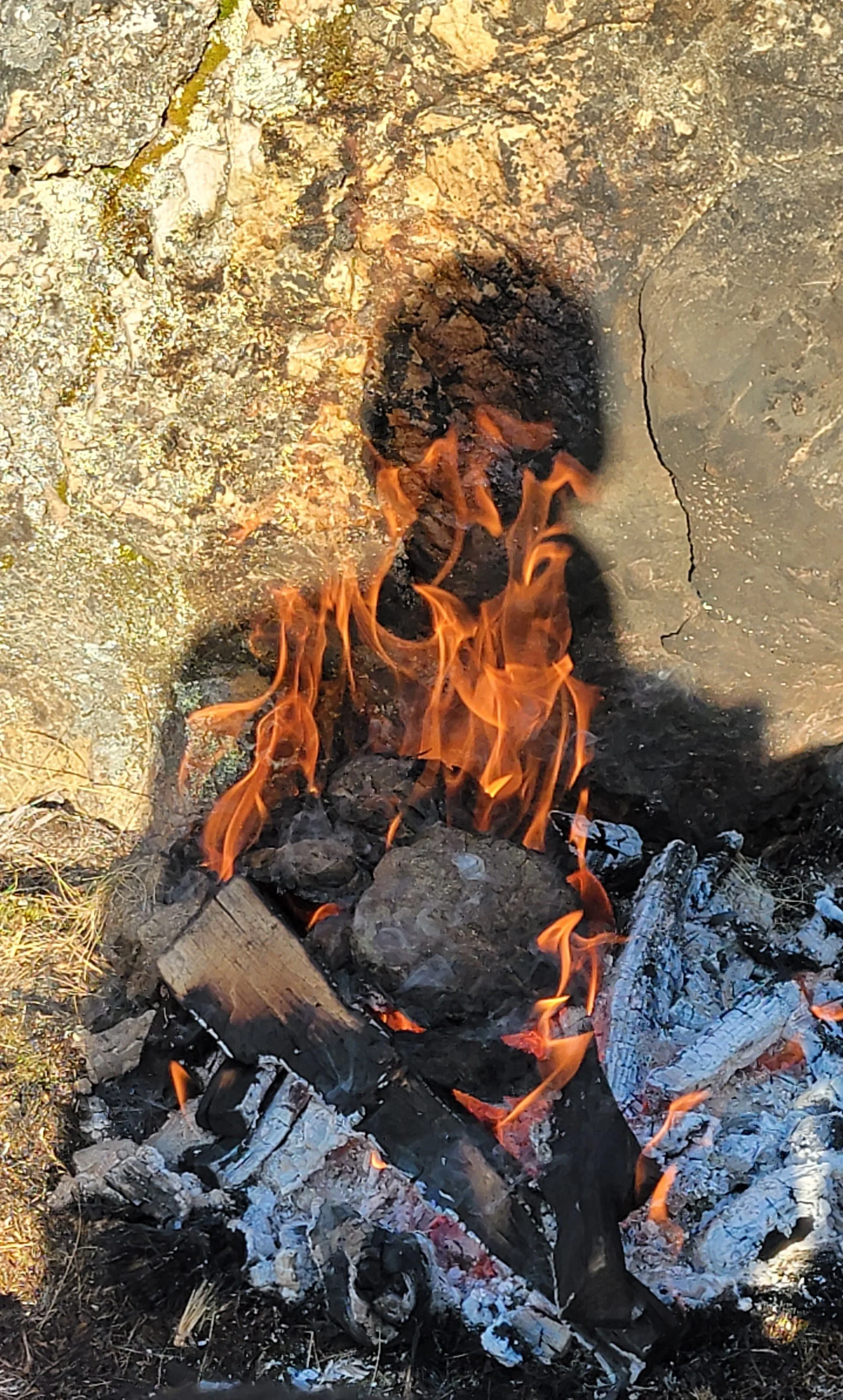 Shamanic fire - Dan's shadow with fire burning within