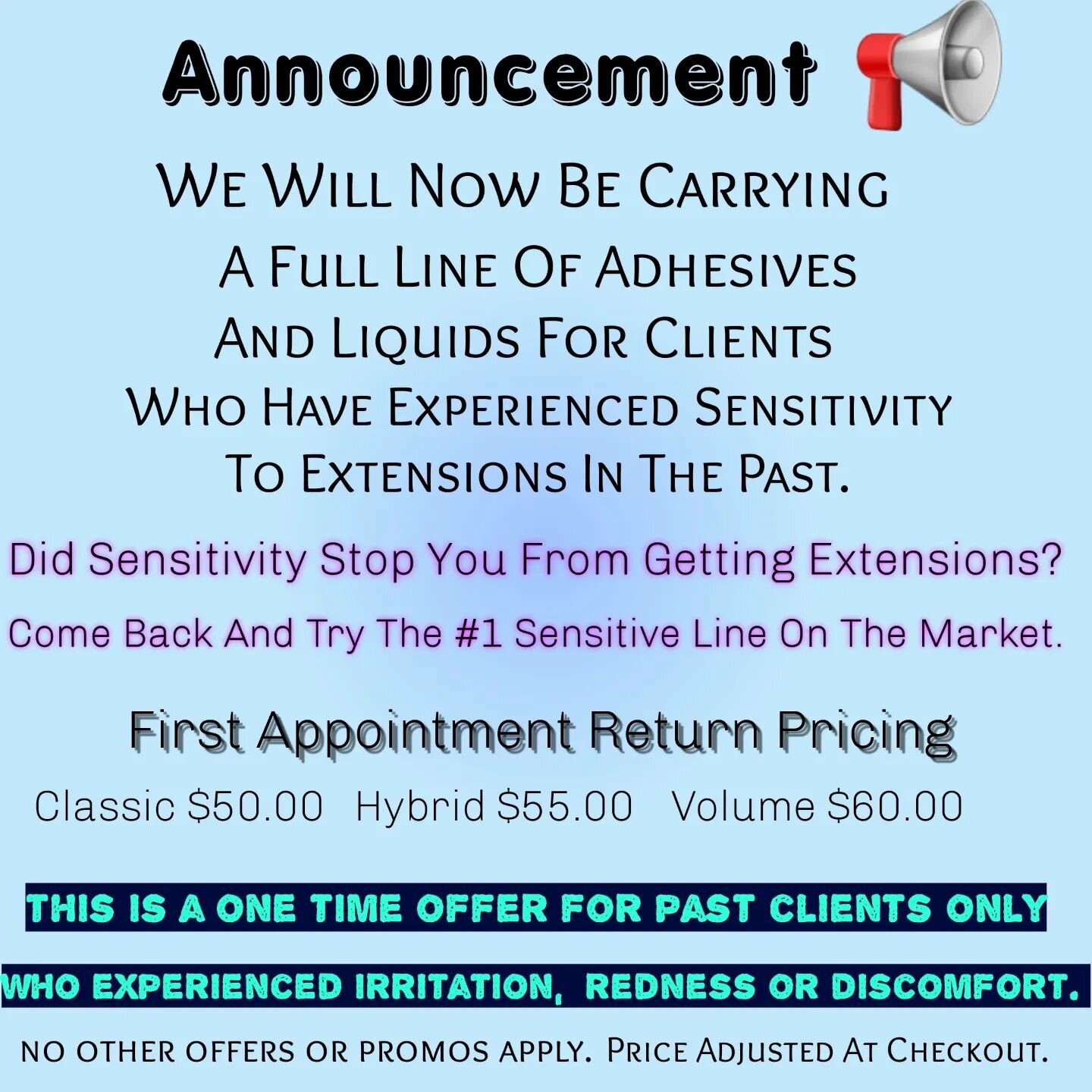Im beyond excited to bring in these new products. This will allow clients to wear extensions again without the sensitivity.  Of course we will still continue to carry the full line of products for clients with little to no sensitivity.  Booking link 