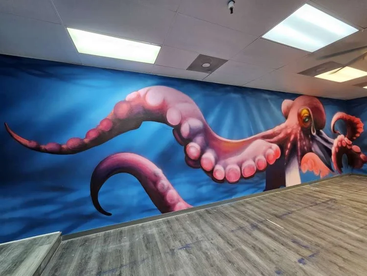 Street art style mural by Lase 28 muralist