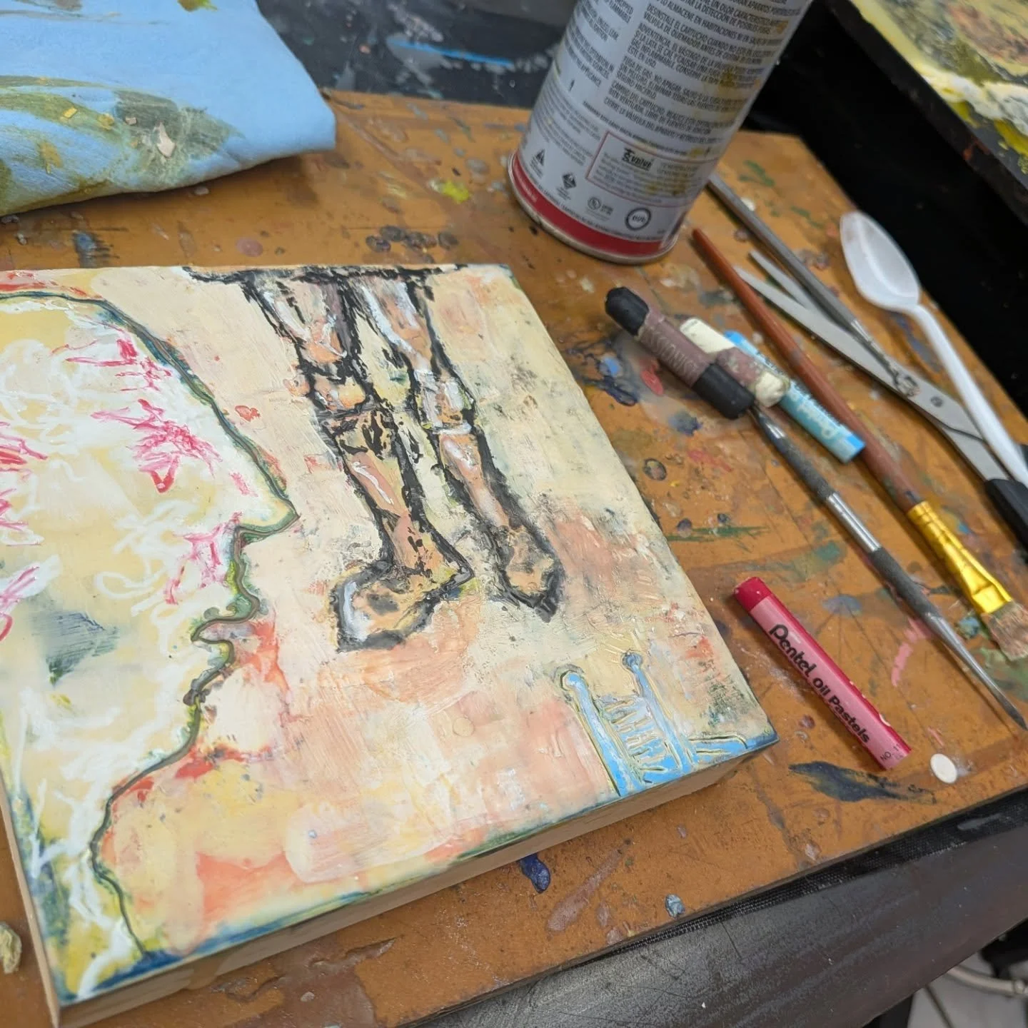 Encaustic instruction and earring fabrication today!