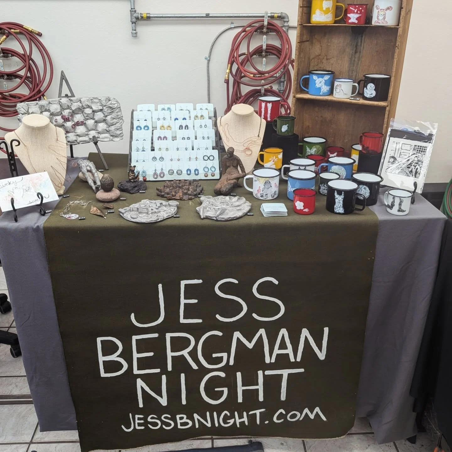 I'm all set up for the 10th Annual RedHot Art Market at the Chicago Avenue Fire Arts Center tomorrow 10/13 11-5 (10-11 preview for Fueler supporters)! 

There will be over 40 vendors at the event! Find me in the smaller black building next to our par