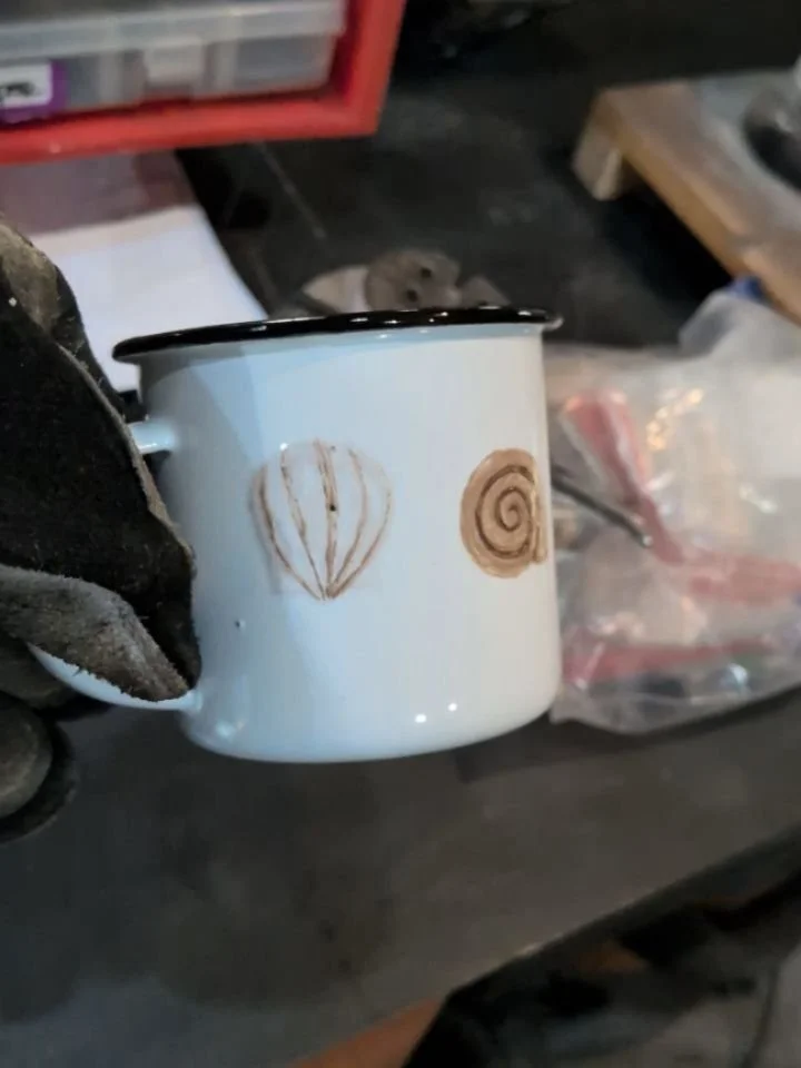 Thanks to my students for a wonderful Enamel Mugs workshop today!