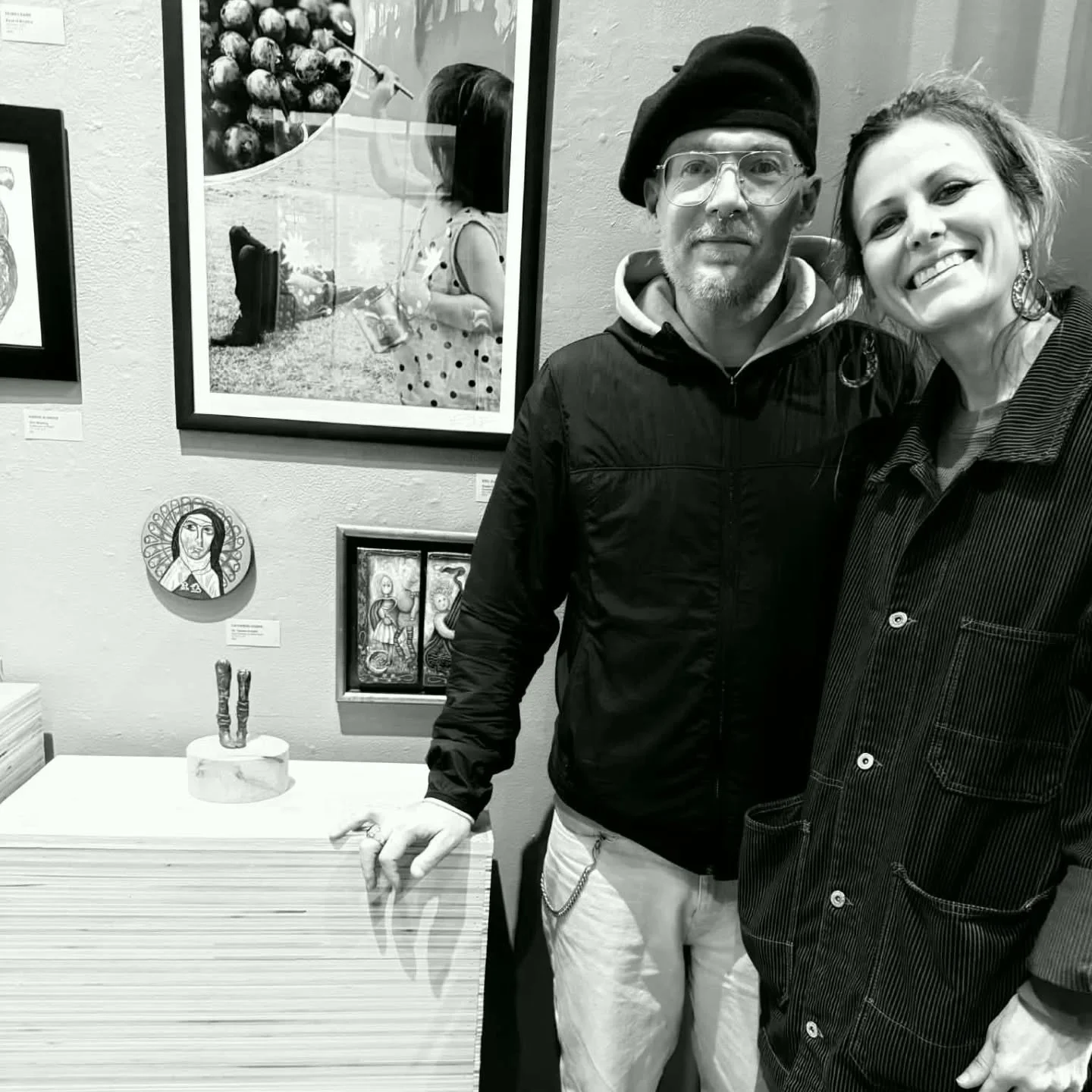 It was a bustling and entirely enjoyable artist celebration at @burlartgallery for the current exhibition Aesthetic Essence 1. My cast bronze piece, Scars and Wool, is in the show. They also have a selection of my prints new and old. 

Special thank 