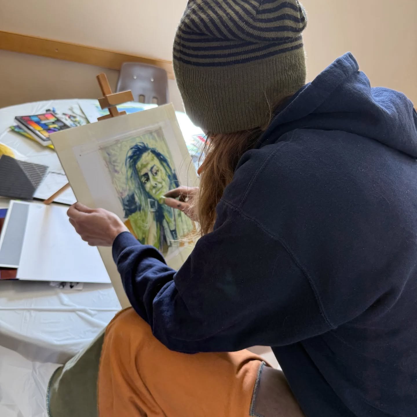 I had so much fun taking a pastel class with my mom on Saturday! They live at our "cabin" now that they are retired and, Sandstone, the town nearby, has a wonderful new art center that has a gallery and does some classes and community stuff