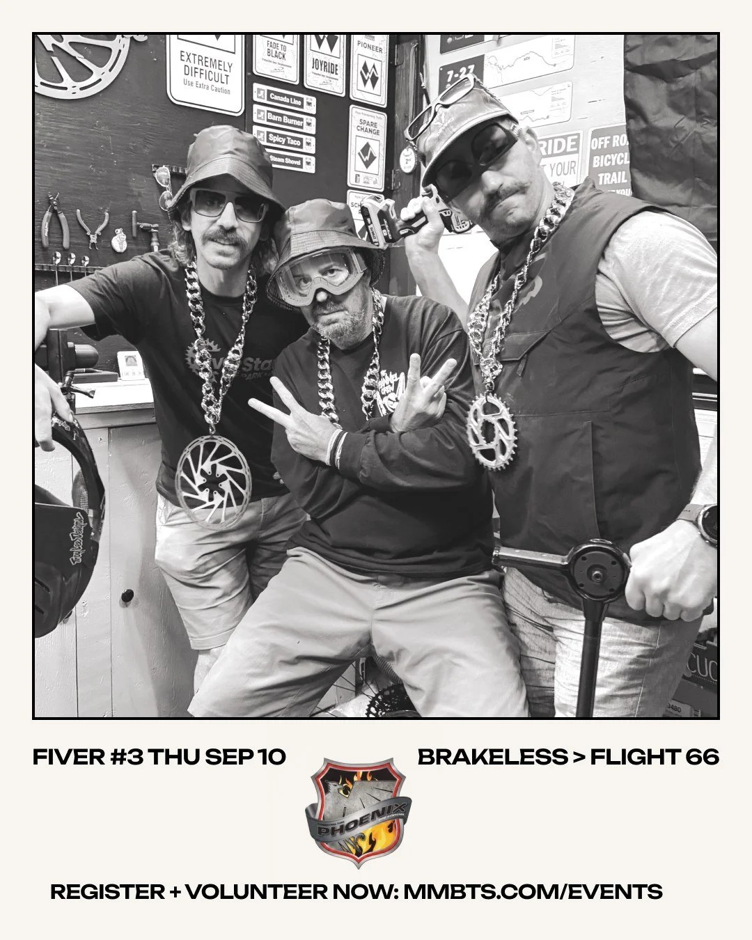 We're back to racing on Moose in 2 weeks - Thur Sept 10. 
Trail: Brakeless into Lower Flight 66.
Register online: mmbts.com/events - closes Wed Sept 9 at 12pm. 
Theme: the ol' school vibes of the Run DMC era - make the homies jealous with your bike b