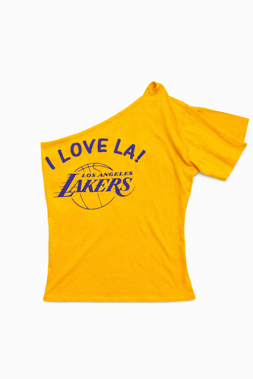 Lakers one-shoulder T-shirt flat lay.png