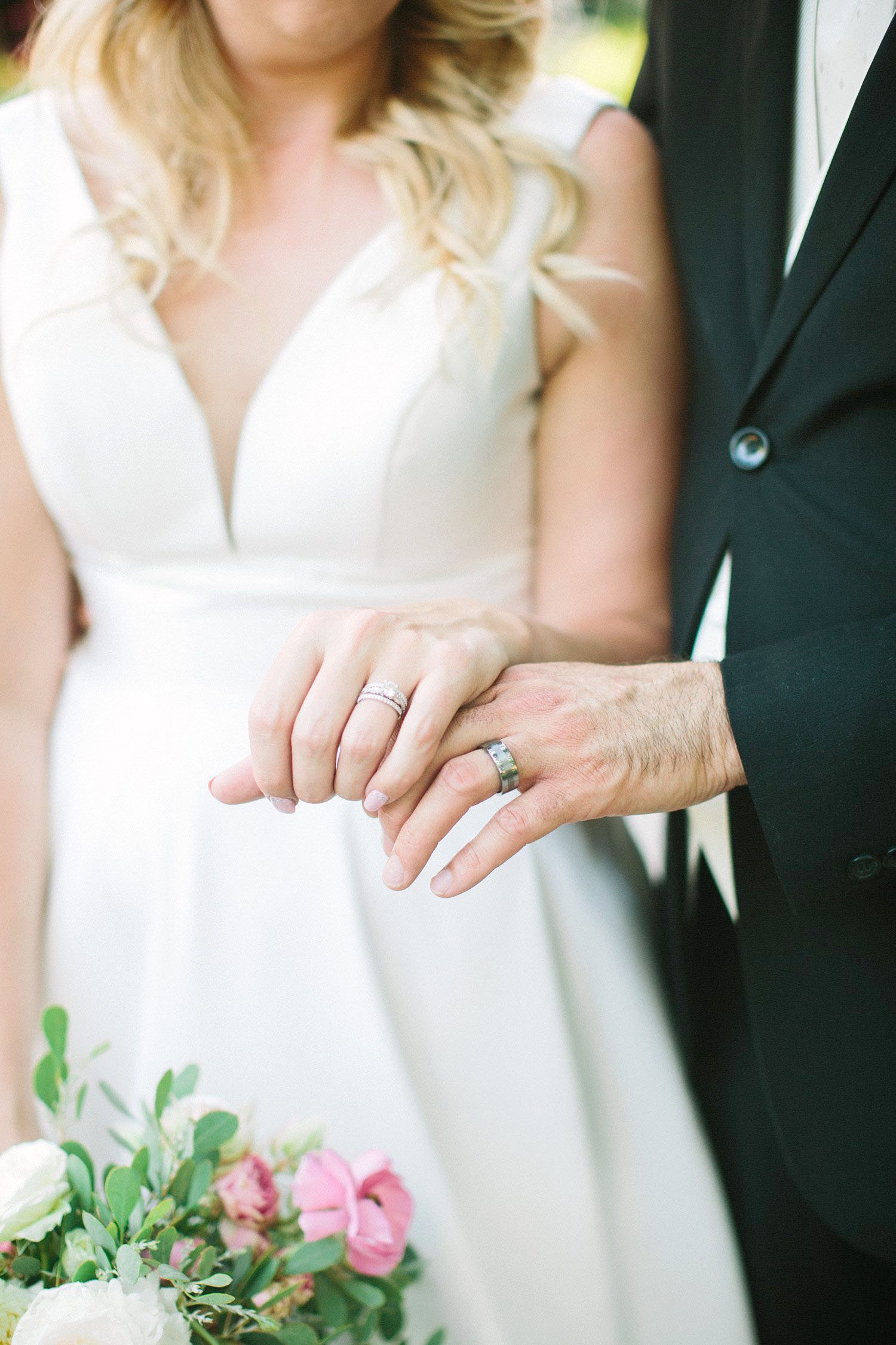 Wedding rings hand over hand