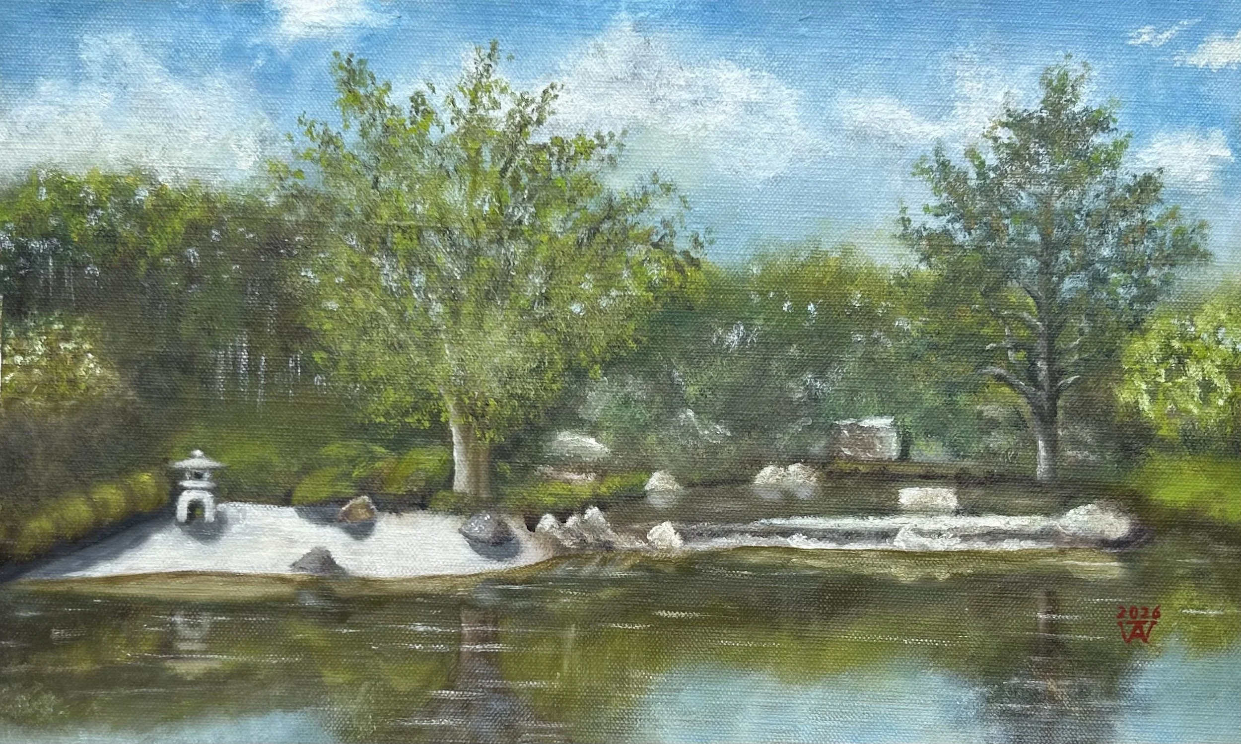 Japanese garden 2, 9x15 in, oil on canvas, 2026