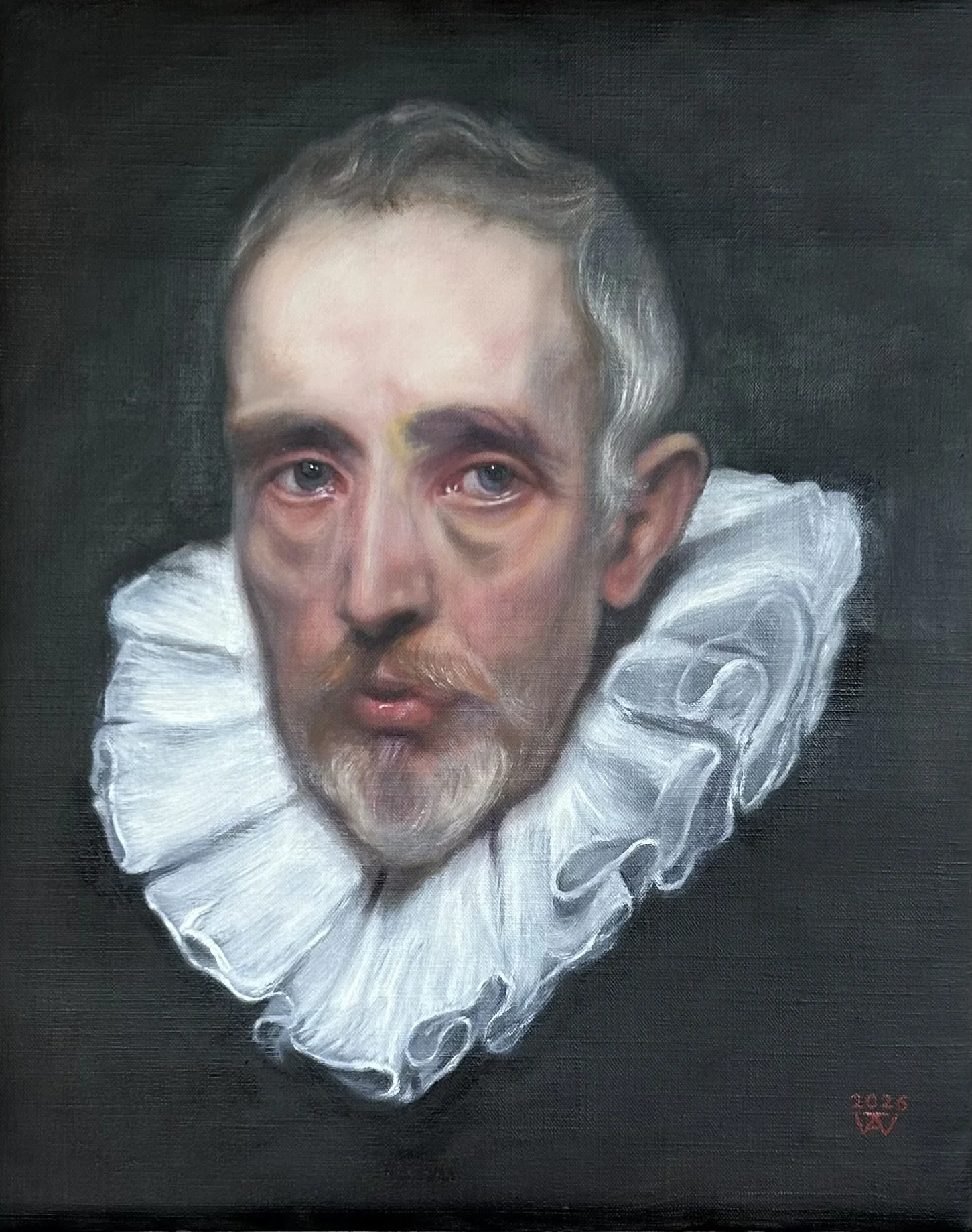 Portrait of Cornelis van der Geest after Anthony van Dyck (1620), 20x16 in, oil on canvas, 2026