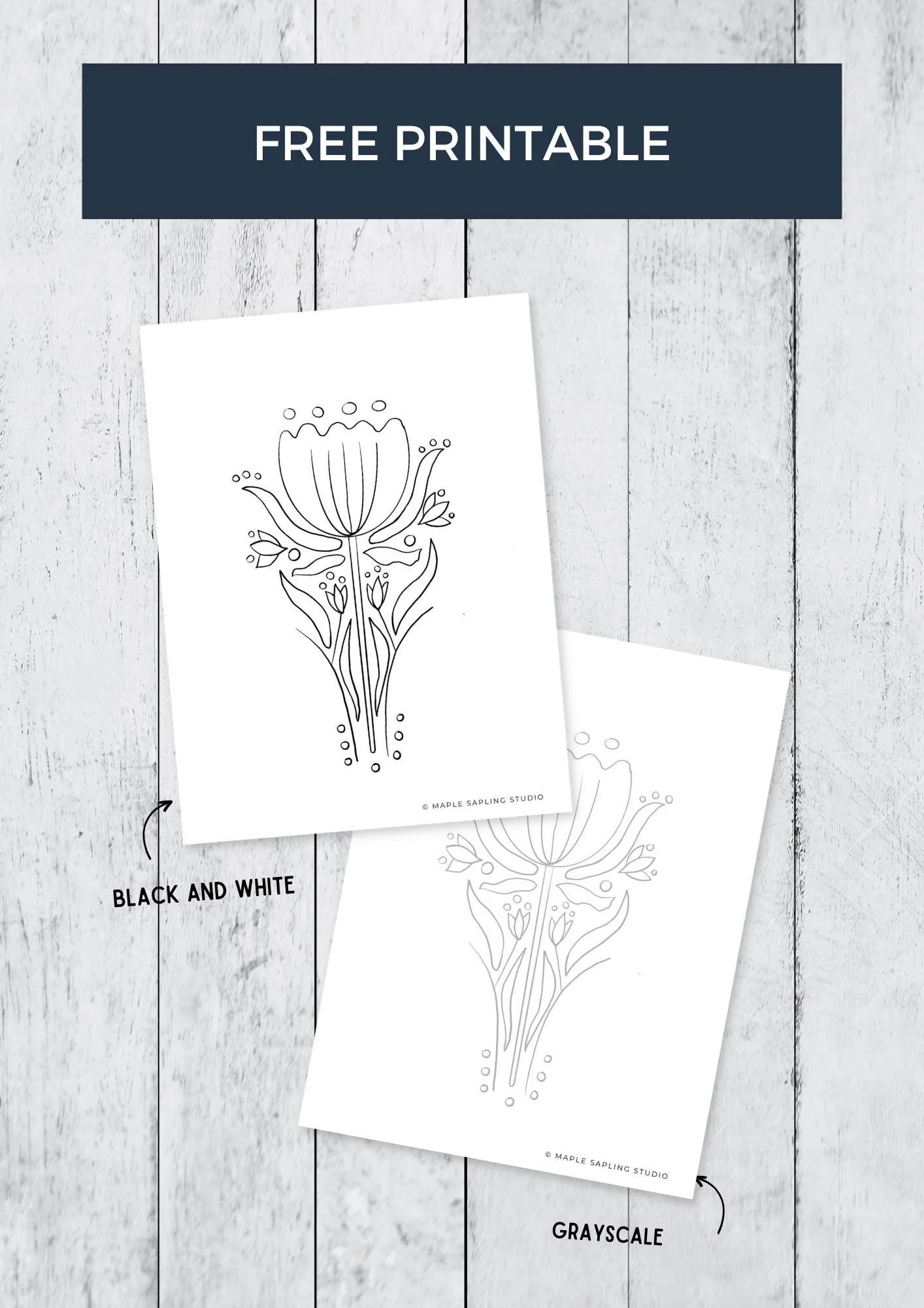 A picture of two line art drawings of an elaborate flower.