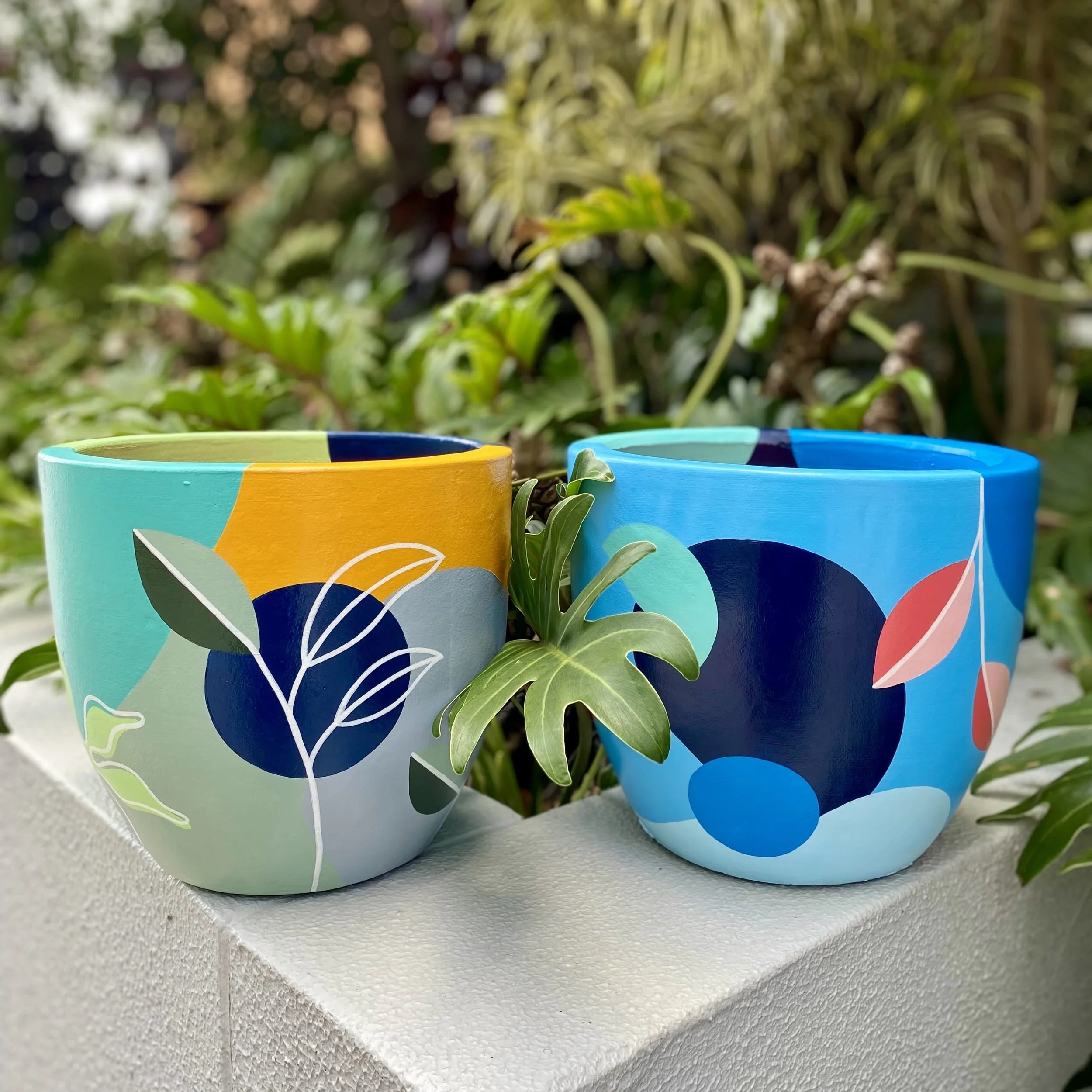 2 Paint a Blue Abstract Tropical pot.jpg
