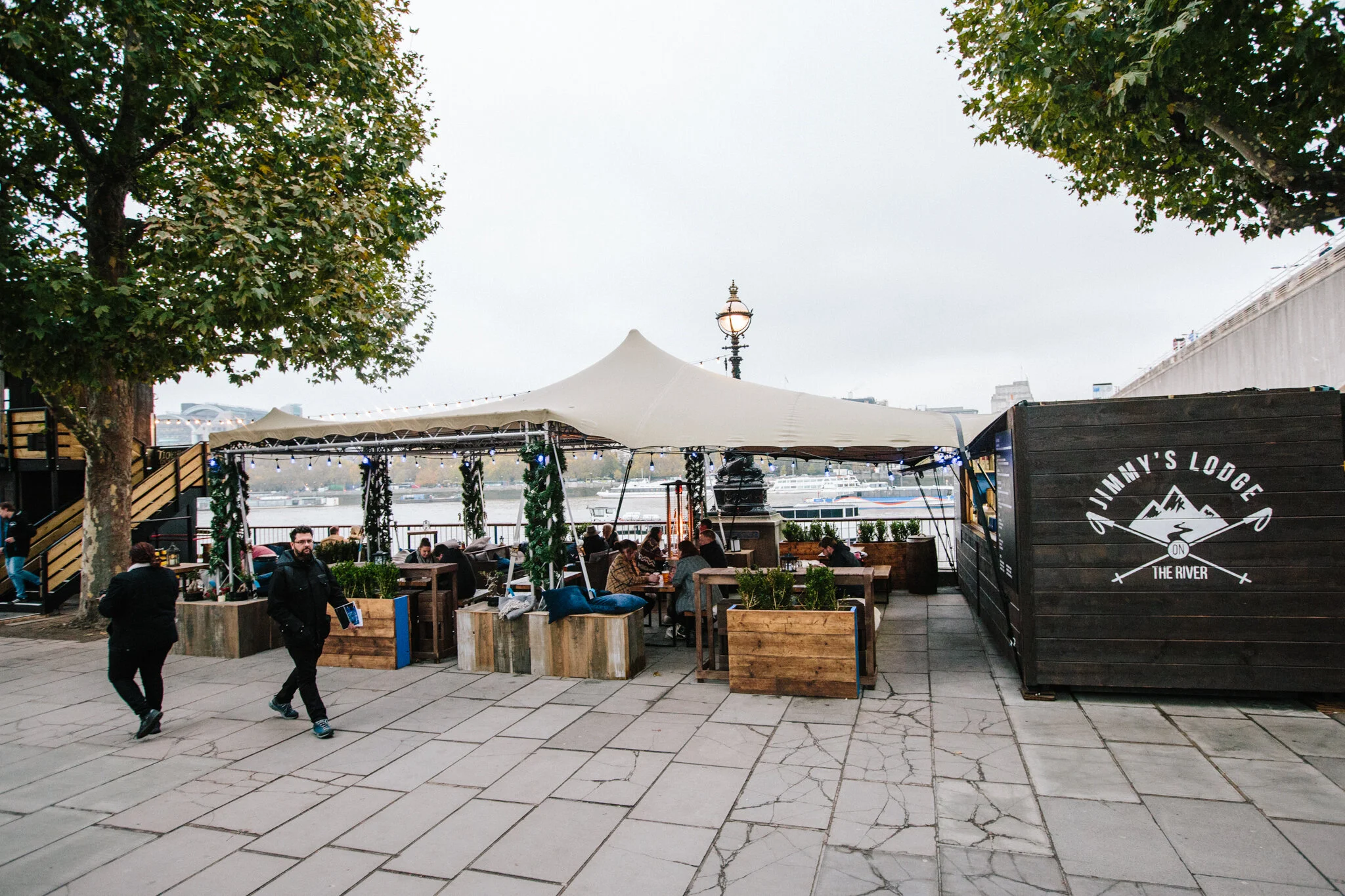 Small pop up stretch tent on the Southbank
