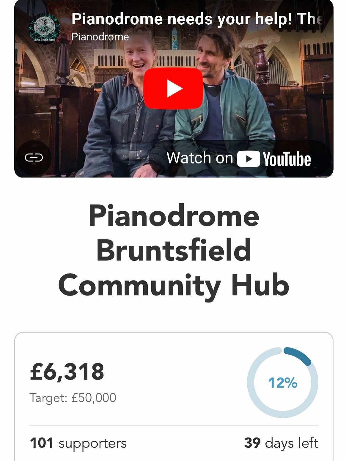 💯 we&rsquo;ve reached 100 supporters for our Crowdfunder in the first three days!!! A thousand thankyous to each one of you&hellip;
Who can help us get to 200 supporters???

🤩🤩Loads of love from Pianodrome Bruntsfield