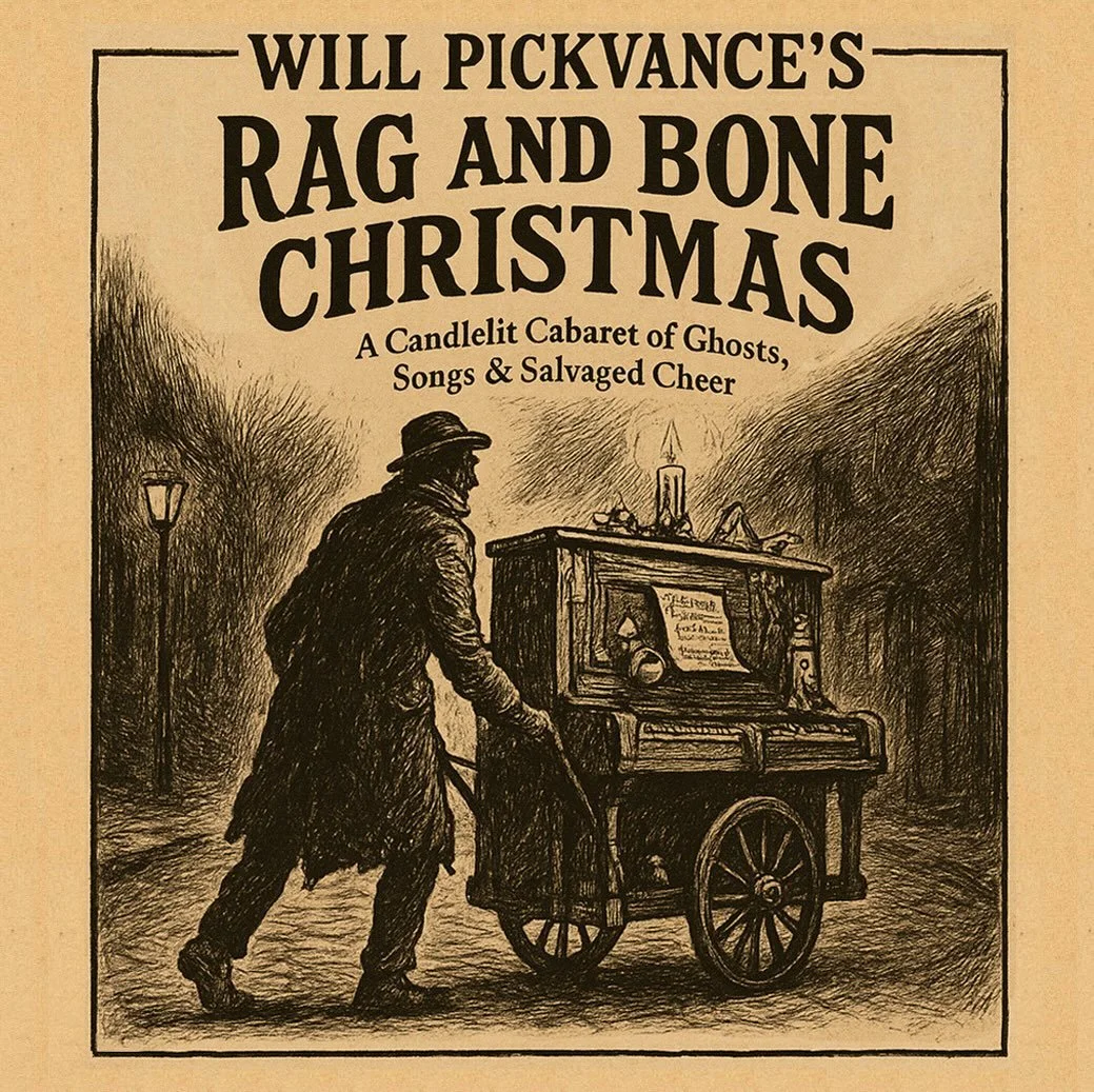 This Thursday night at #pianodrome - a candlelit cabaret of ghosts, songs and salvaged cheer! Catch @willpickvance&rsquo;s one and only Rag and Bone Christmas before it sells out&hellip;

Get tickets via our website - link in bio

#mulledwine #scroog