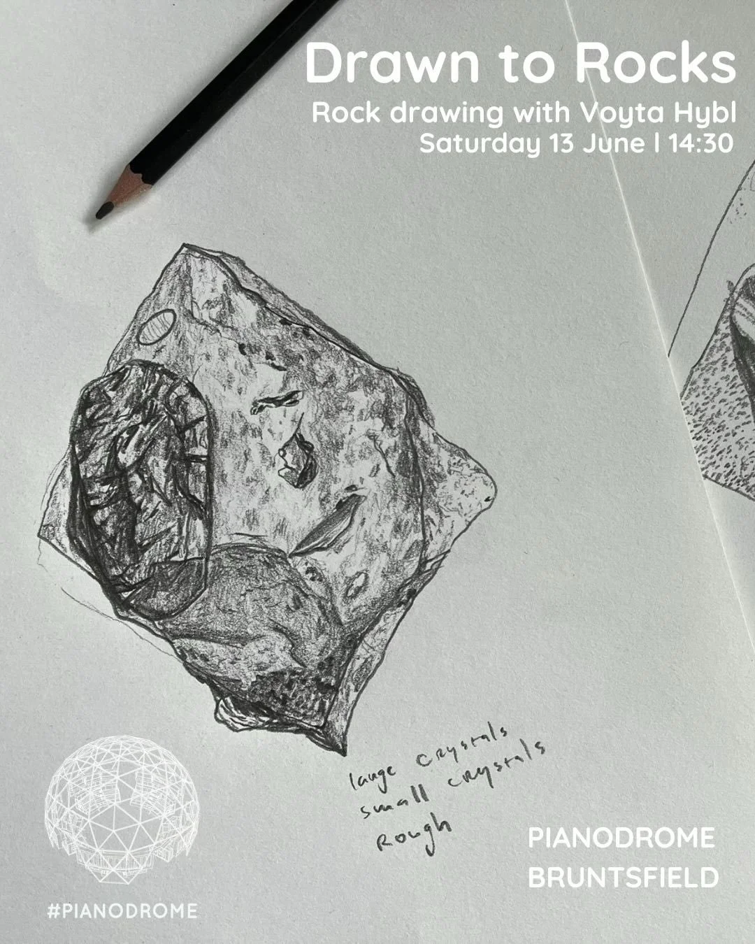 On June 13th Pianodrome welcomes geologist and illustrator Vojta Hybl for a wonderful Rock Drawing workshop ! 🪨🎨 Rocks are all around us but we rarely pay close attention to them. In this relaxed drawing workshop we will use a range of beginner-fri