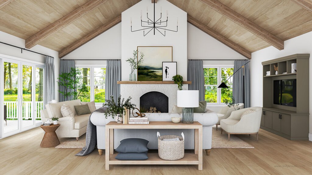 Rustic Transitional Living Room — Cindy Krauklis | Interior Design ...