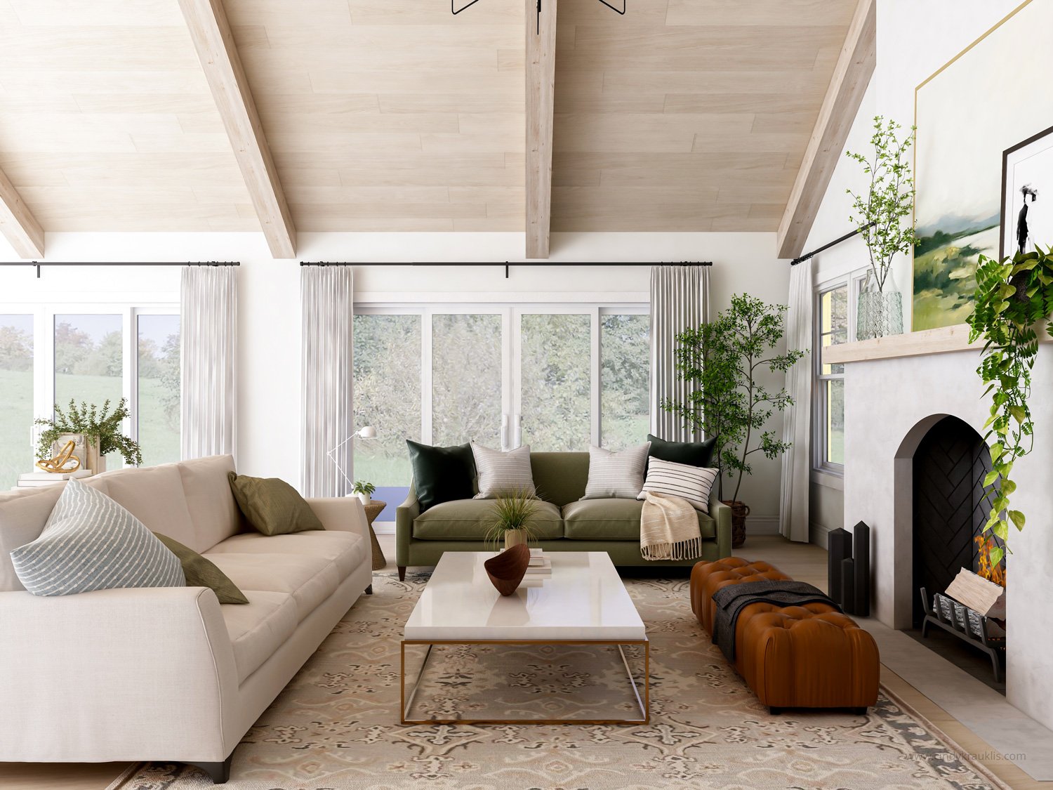 Rustic Transitional Living Room — Cindy Krauklis Interiors - Decorator ...