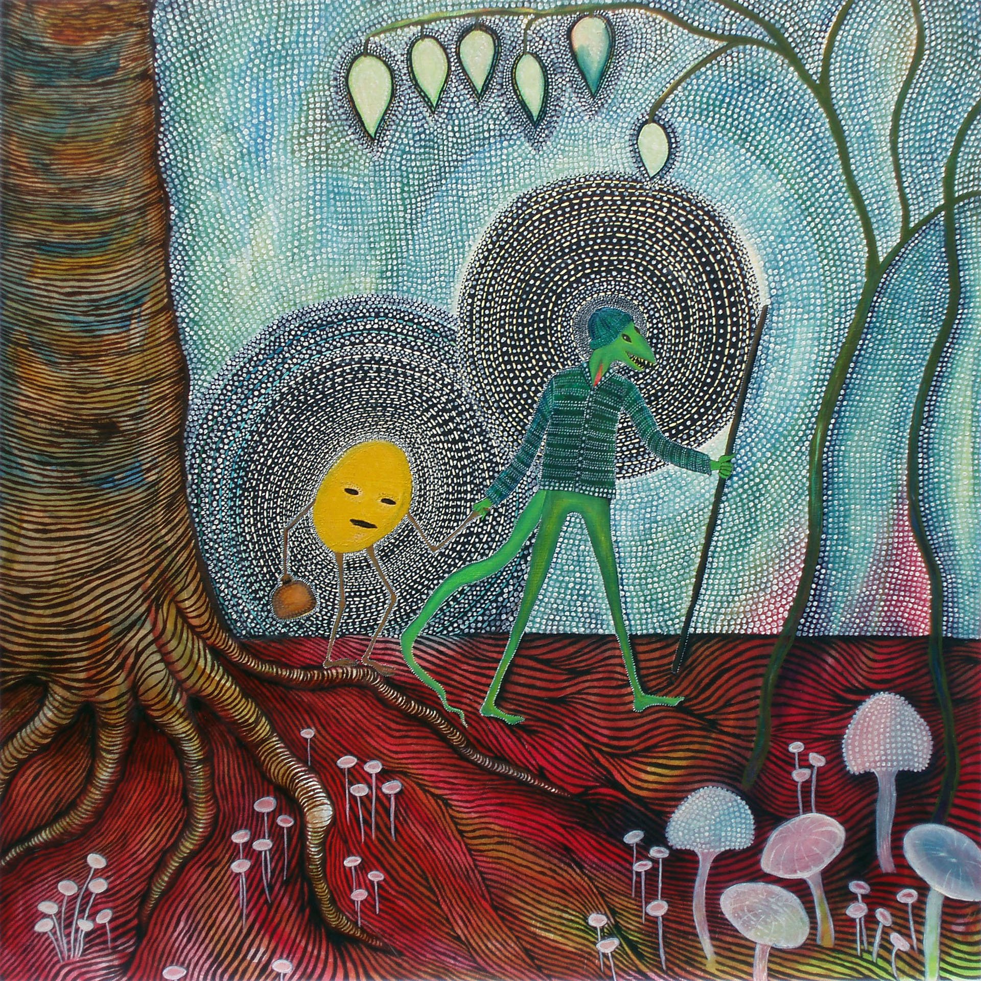 Jelly Maready leads a pancake to safety, 24" x 24"