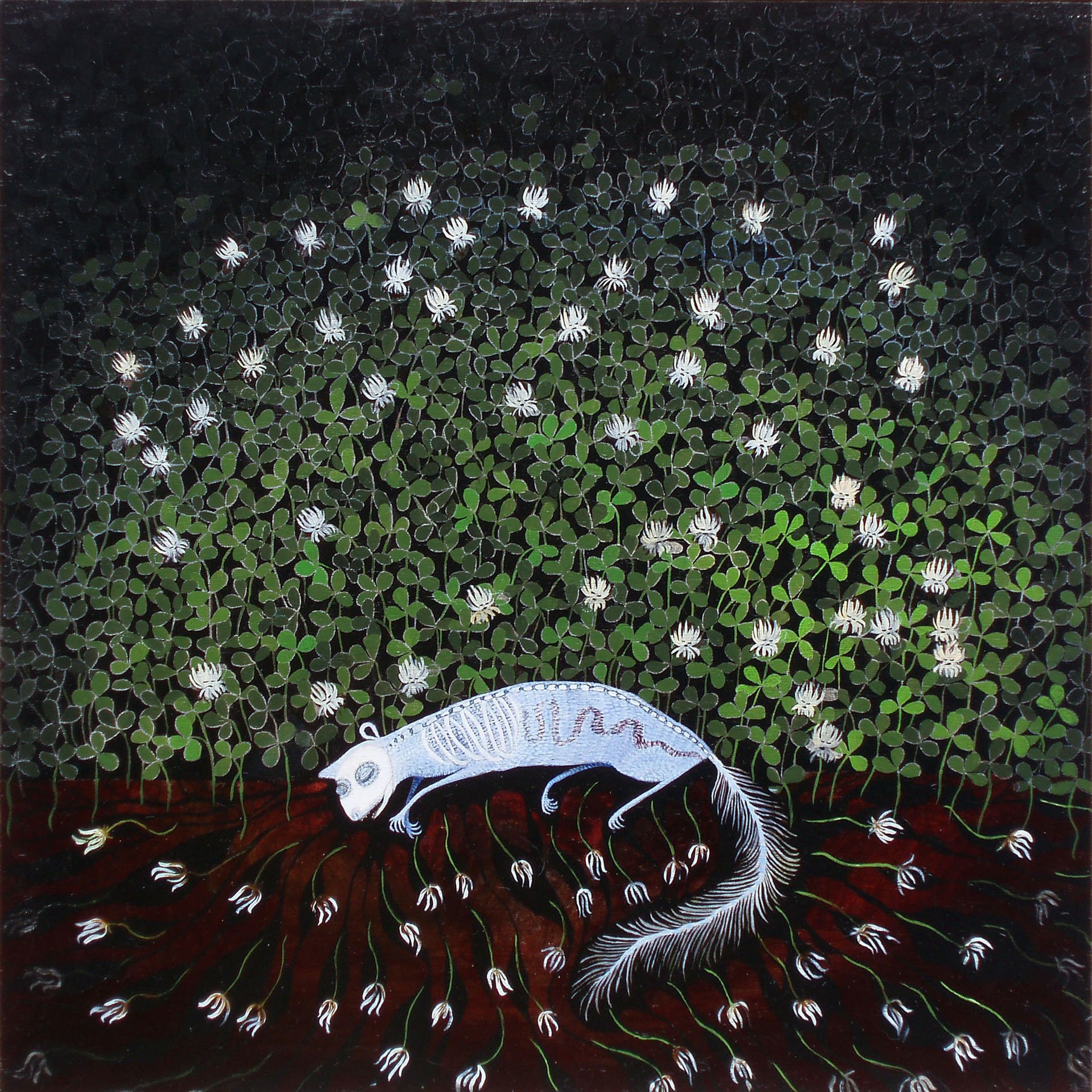 Squirrel entering the bardo, 24" x 24"