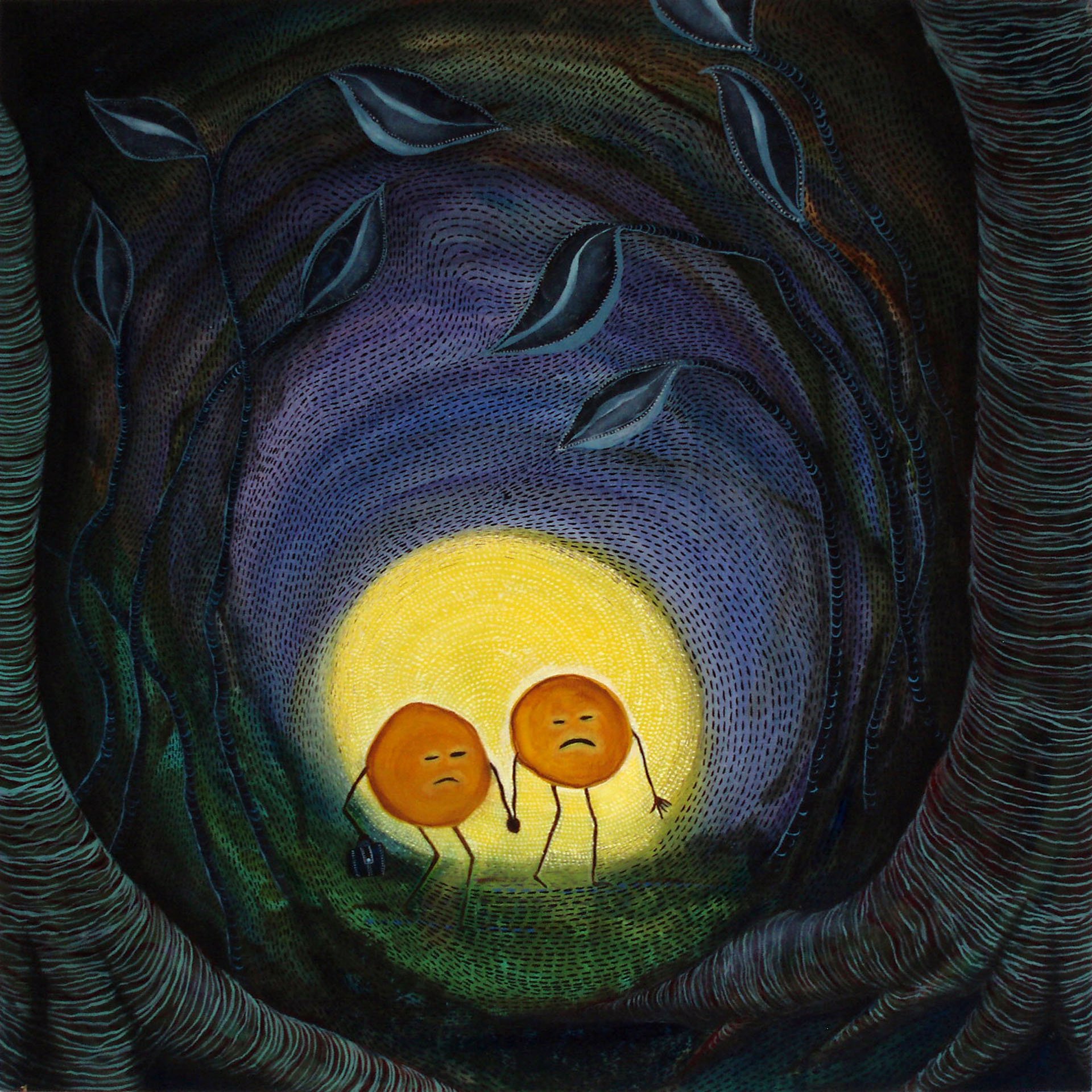 Two pancakes lost in the woods, 24" x 24"