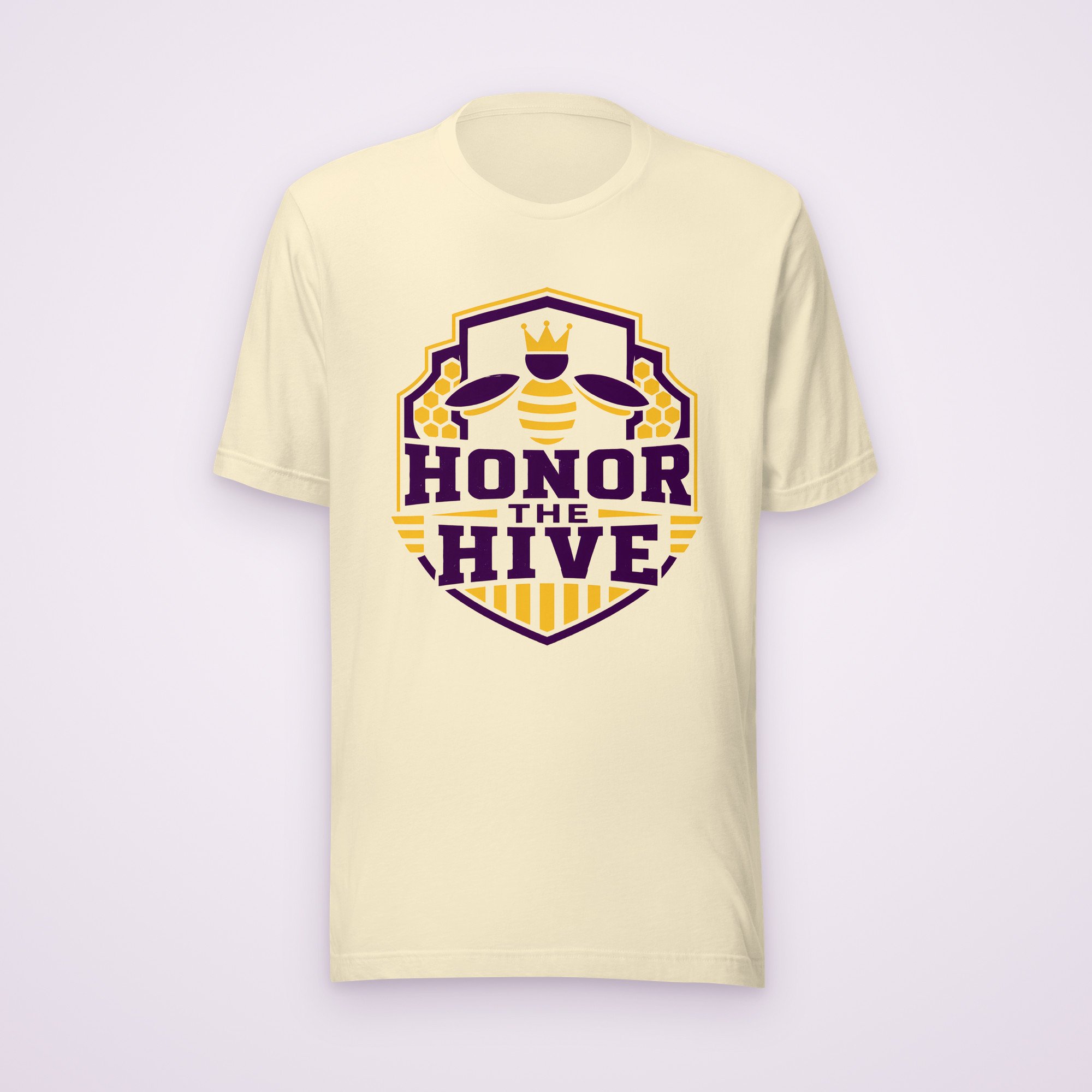 Honor the Hive tee in natural, front view on a light background
