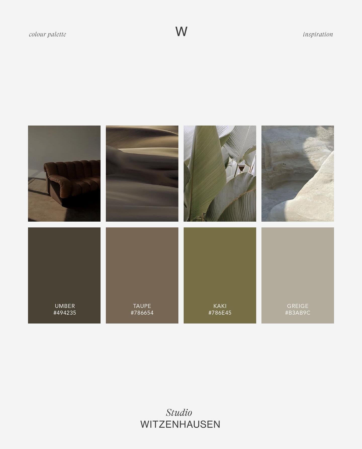 Need some colour inspiration? 

Mood Board 1: Earthy Elegance

This mood board features earthy tones of umber, taupe, khaki, and greige, exuding warmth and sophistication. The rich, natural colours create a cozy and inviting ambiance, perfect for cre