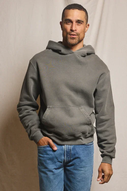 PrefectWhiteTee - Shep Fleece Hoodie Sweatshirt - Vintage Charcoal